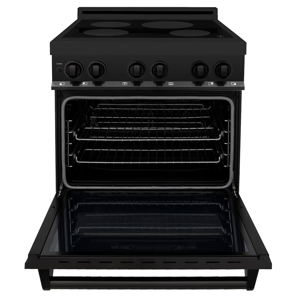 ZLINE 30 Inch 4.0 Cu Ft Black Stainless Steel Induction Range with 4-Element Cooktop & Electric Oven - Perfect for Modern Kitchens & Professional Cooking (RAIND BS 30)