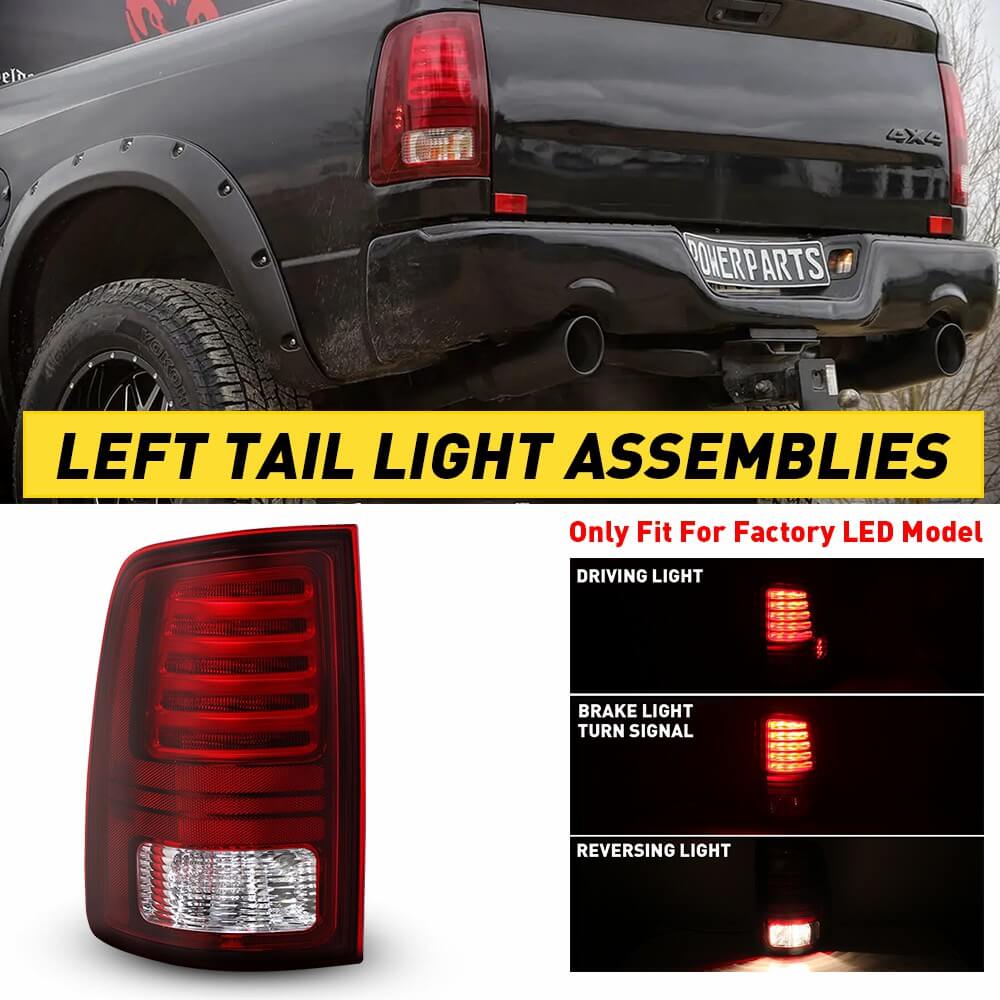 Dodge Ram 1500 2500 3500 LED Tail Light Assembly (2013-2018) - Direct Replacement for OEM Rear Lights | Perfect for Night Driving & Enhanced Safety
