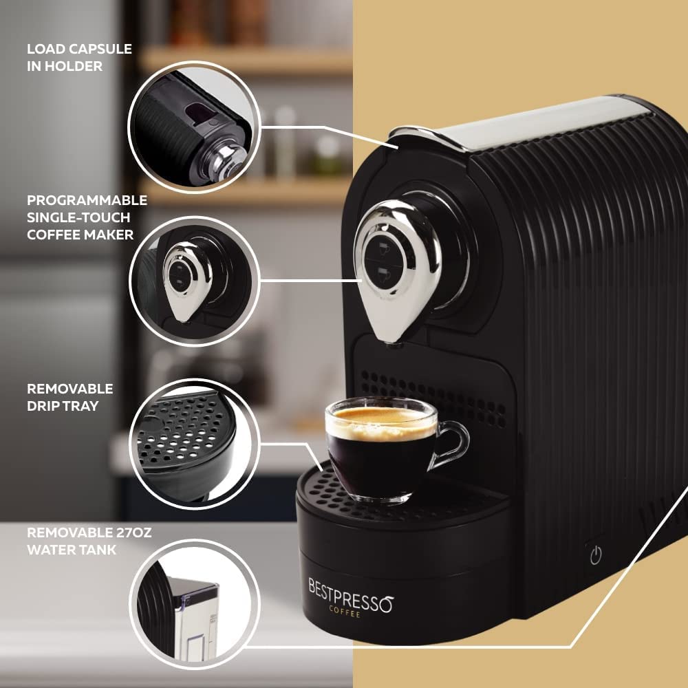 Bestpresso Espresso Machine - Single Serve Coffee Maker Compatible with Nespresso Original Capsules, 120 Pods Variety Pack for Nespresso Original Machines | Perfect for Home, Office & Gifts