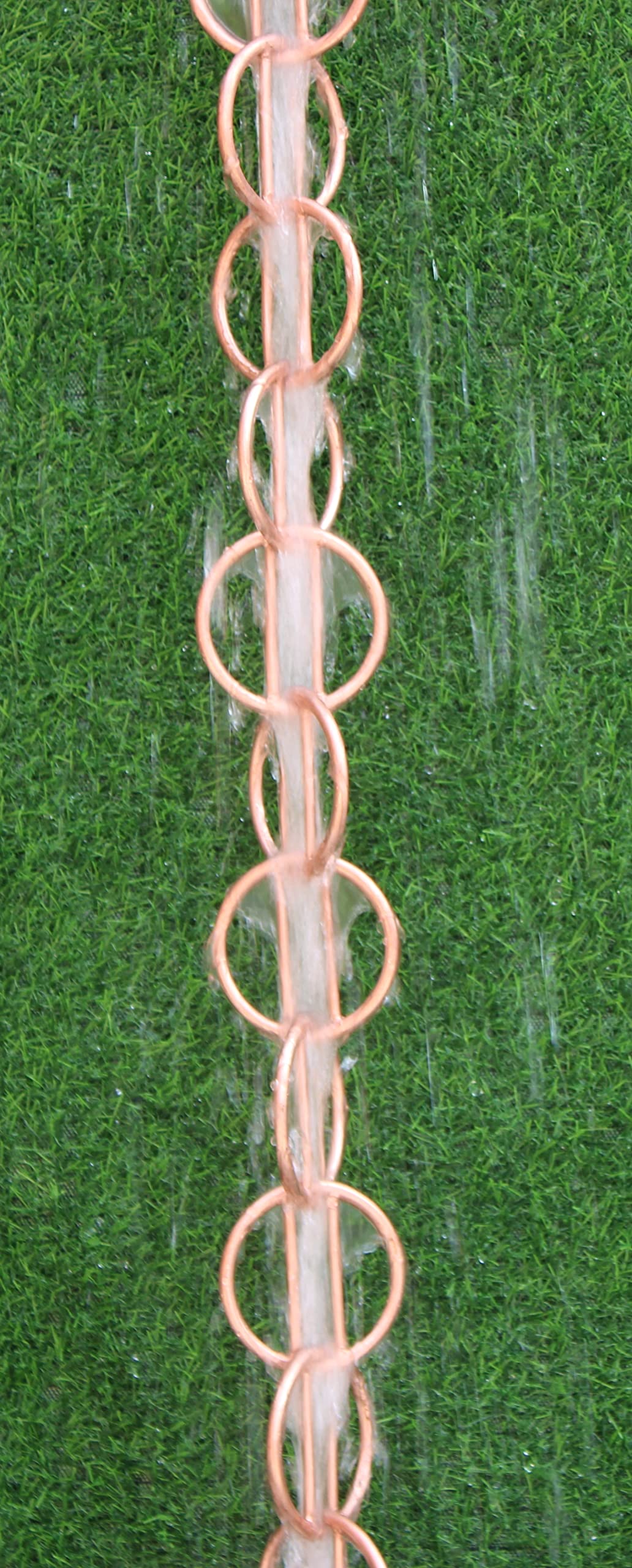 KAM Home Direct Modern Loop Rain Chain - 8.5 Feet Pure Copper Gutter Downspout Replacement with Brass Bolt Adapter | Outdoor Water Drainage Solution for Gardens, Patios & Home Decor