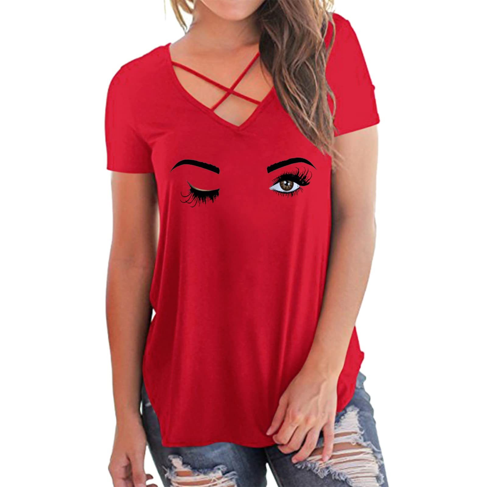 XINSHIDE Women's Athletic Shirts Pack - 3 Pack Casual Summer V-Neck Short Sleeve T-Shirts for Workout & Everyday Wear - Soft Breathable Ladies Tops Under $10 for Gym, Running & Casual Outfits