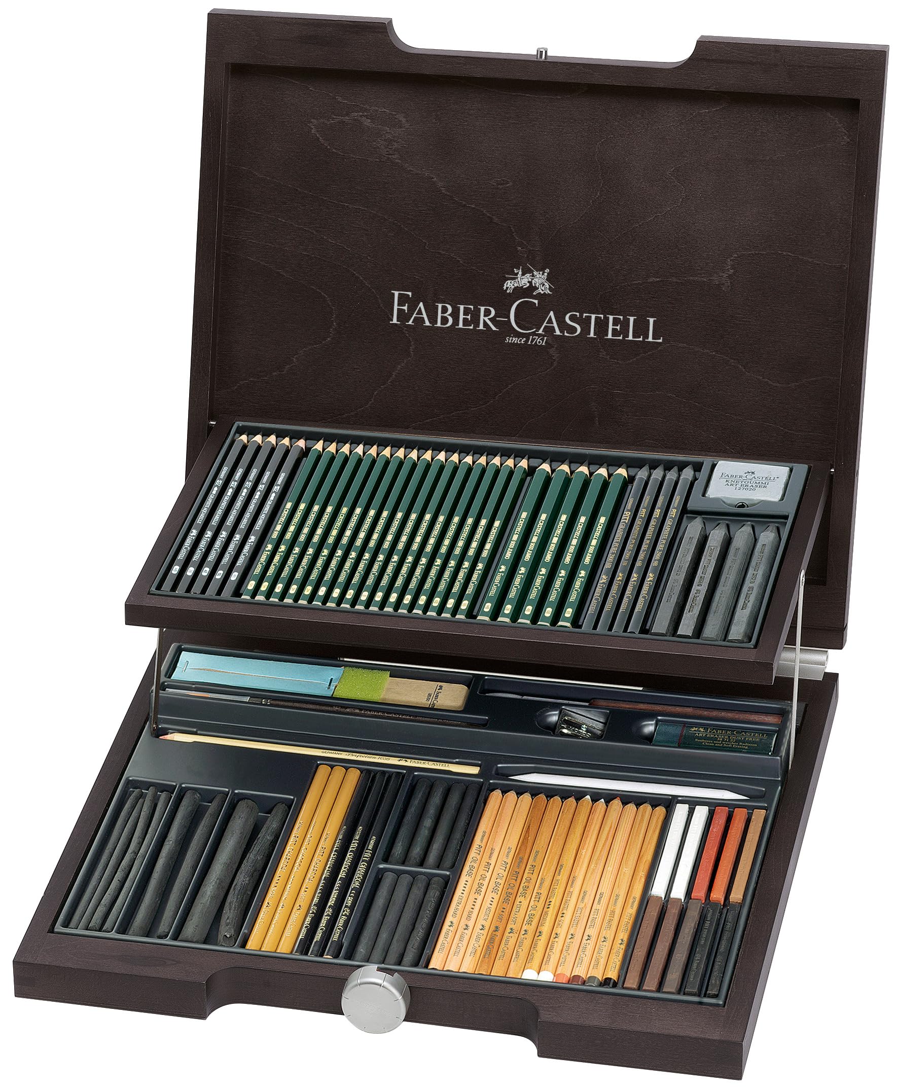 Faber-Castell Pitt Monochrome Artist Drawing Pencils Set - 12 Premium Graphite Sketching Pencils in Wooden Gift Case for Artists, Illustrators & Sketching Enthusiasts - Perfect for Portrait Drawing, Urban Sketching & Professional Artwork