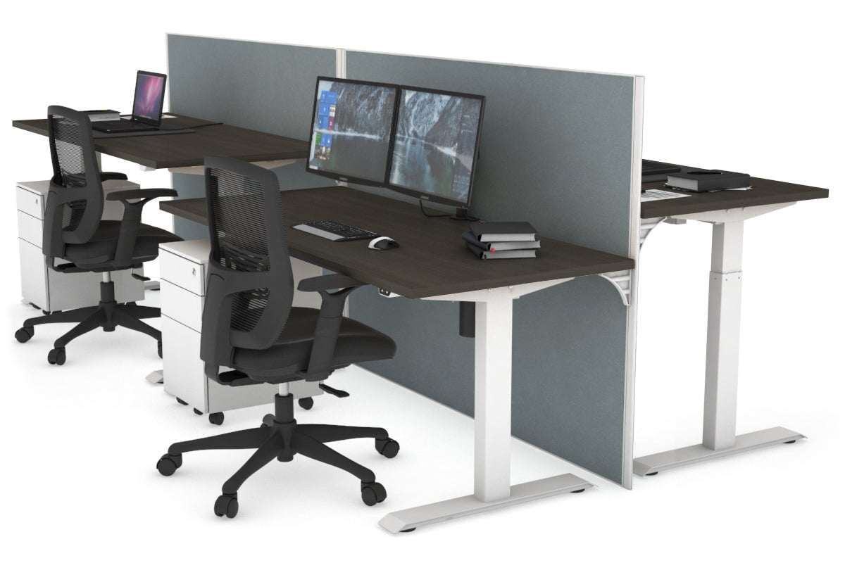 Just Right Height Adjustable 4-Person Workbench [1400L x 700W] - Heavy Duty Industrial Workstation for Factory, Warehouse & Workshop Use
