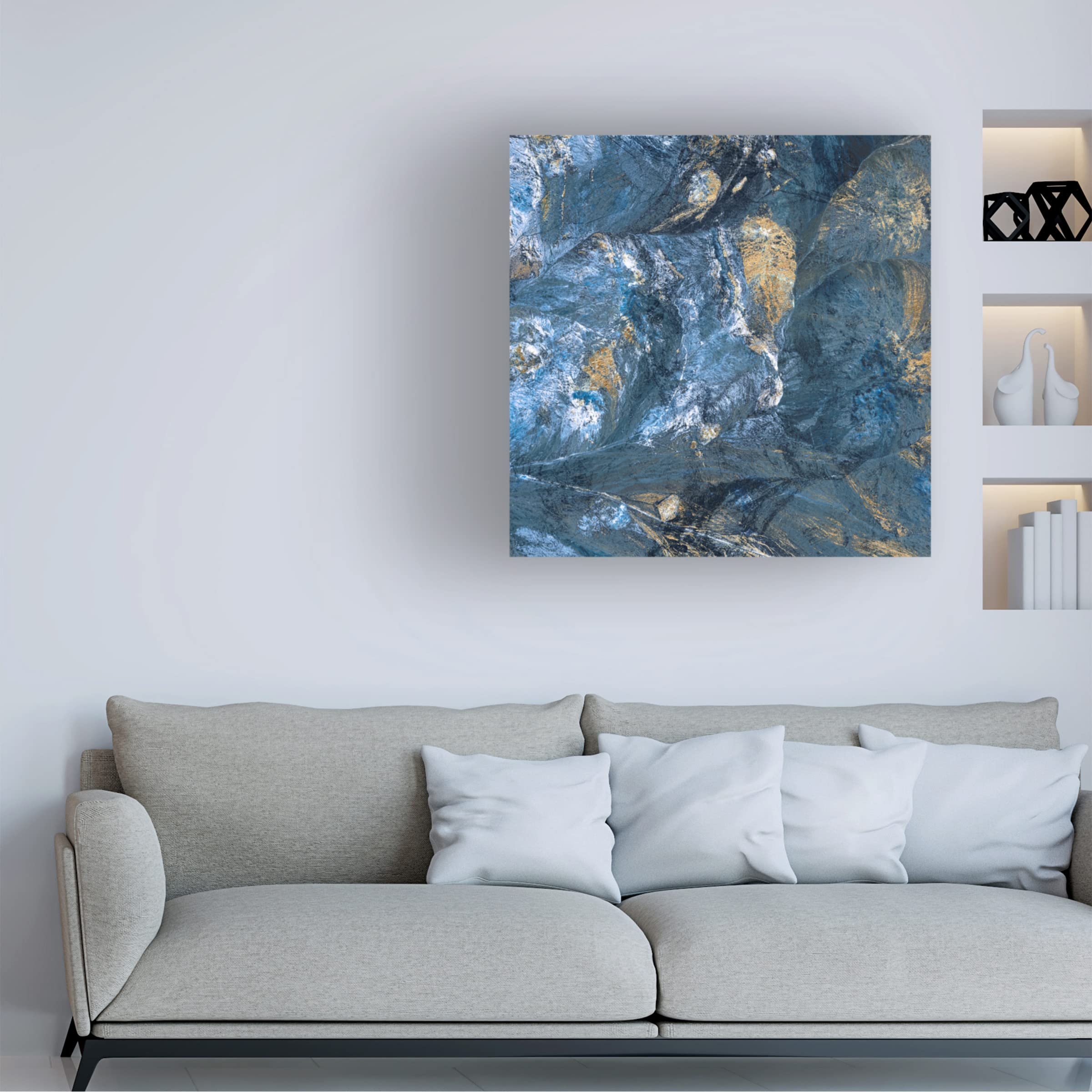 Trademark Fine Art 'Gilded Indigo II' Abstract Canvas Wall Art Print by Jarman Fagalde - Modern Home & Office Decor for Living Room, Bedroom