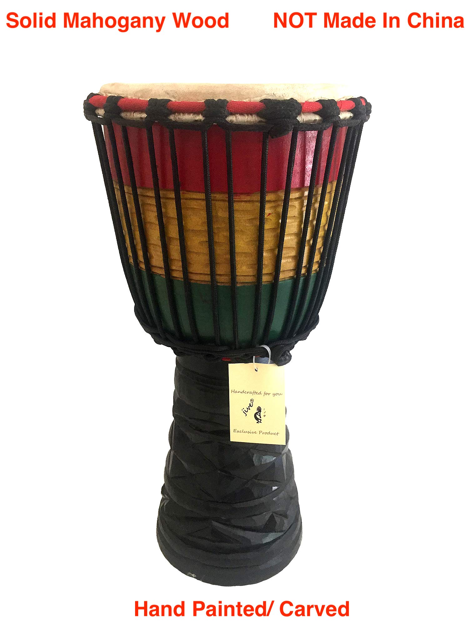 Hand Carved Solid Mahogany Wood Djembe Drum - 20