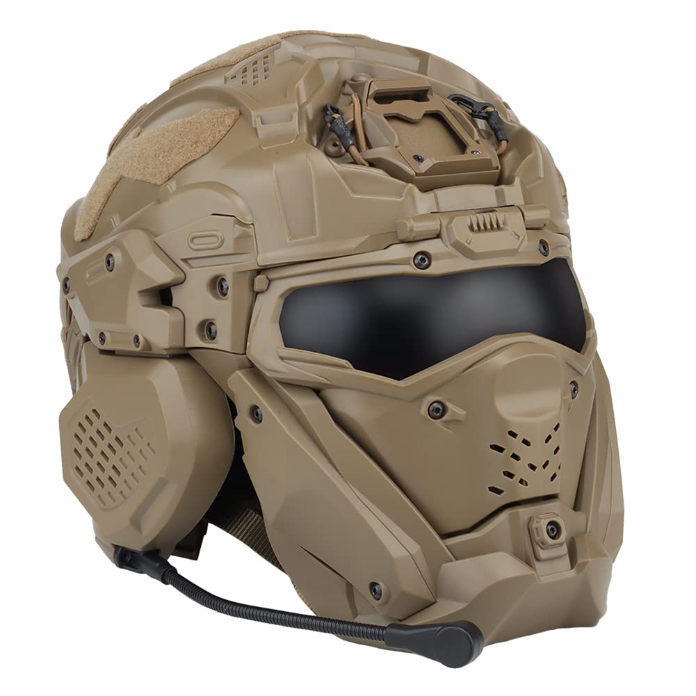 Multicam Tactical Airsoft Helmet Set - Full Face Mask, Paintball Goggles, HD Headset & Anti-Fog Fan for Airsoft, Paintball, CS & Hunting | Military Simulation & Outdoor Sports Gear