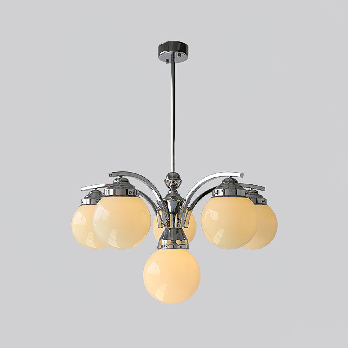 Elegant Dewdrop Globe Chandelier - Crystal Glass Pendant Lighting Fixture for Dining Room, Bedroom, or Living Room Decor