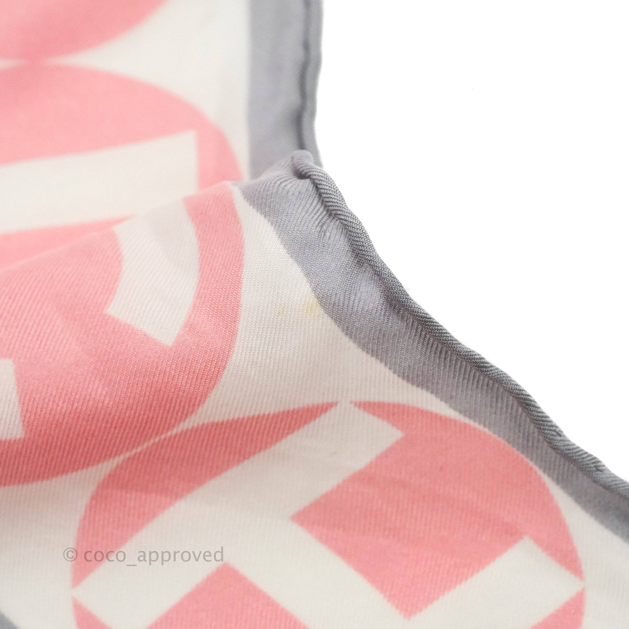 Chanel CC Silk Square Scarf 90 - Luxury Grey Pink White Fashion Scarf for Women | Perfect for Office, Party & Gift Giving