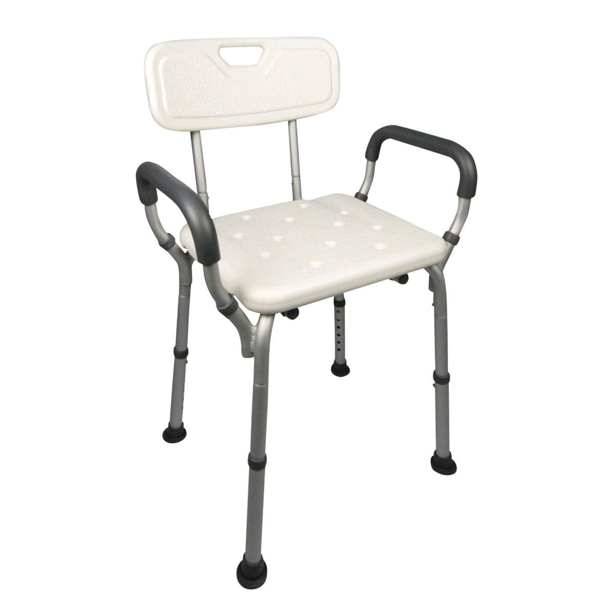 Homecraft Adjustable Shower Chair with Back Support & Padded Arms - Non-Slip Bath Seat for Elderly & Disabled - Safe Bathroom Shower Stool for Seniors, Handicap & Post-Surgery Recovery