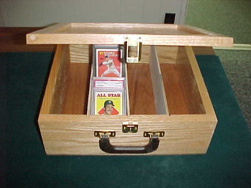 Premium Wooden Baseball Card Storage Box - Holds Graded & Ungraded Trading Cards - Secure Collectible Card Organizer for Display & Protection - Perfect for Home, Office, or Sports Memorabilia Collections
