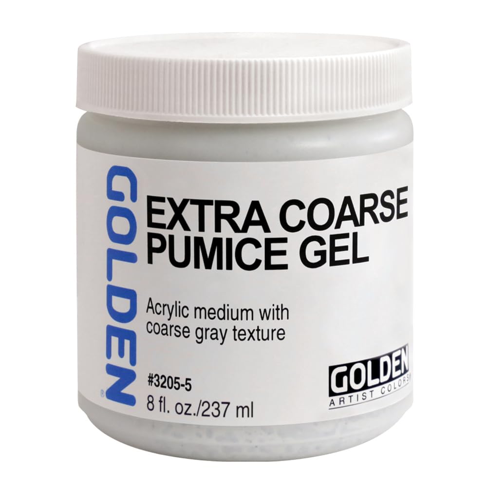 GOLDEN Extra Coarse Pumice Gel - 8 fl oz Professional Acrylic Gel Medium for Textured Art & Mixed Media - Opaque Finish for Canvas Painting, Sculpture & DIY Crafts