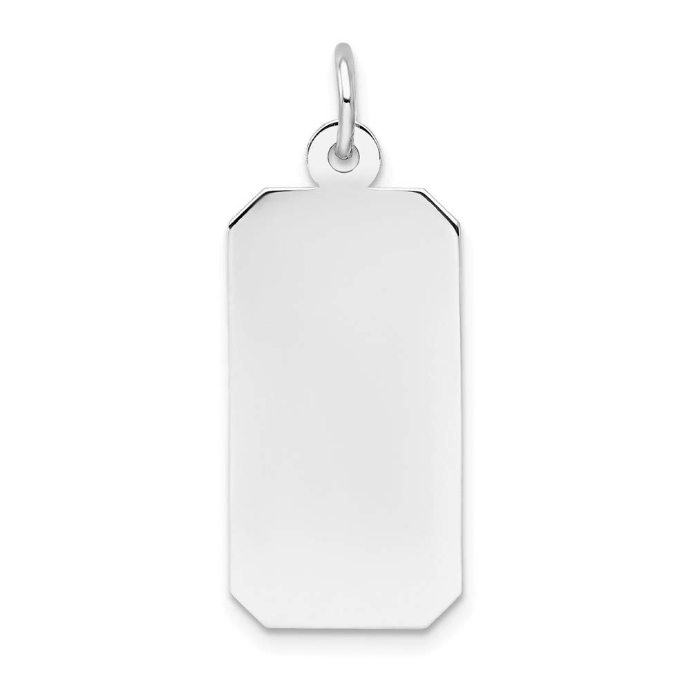 14K White Gold Solid Engravable Polished Rectangular Charm Pendant Necklace for Women - Personalized Jewelry Gift for Anniversary, Birthday & Special Occasions
