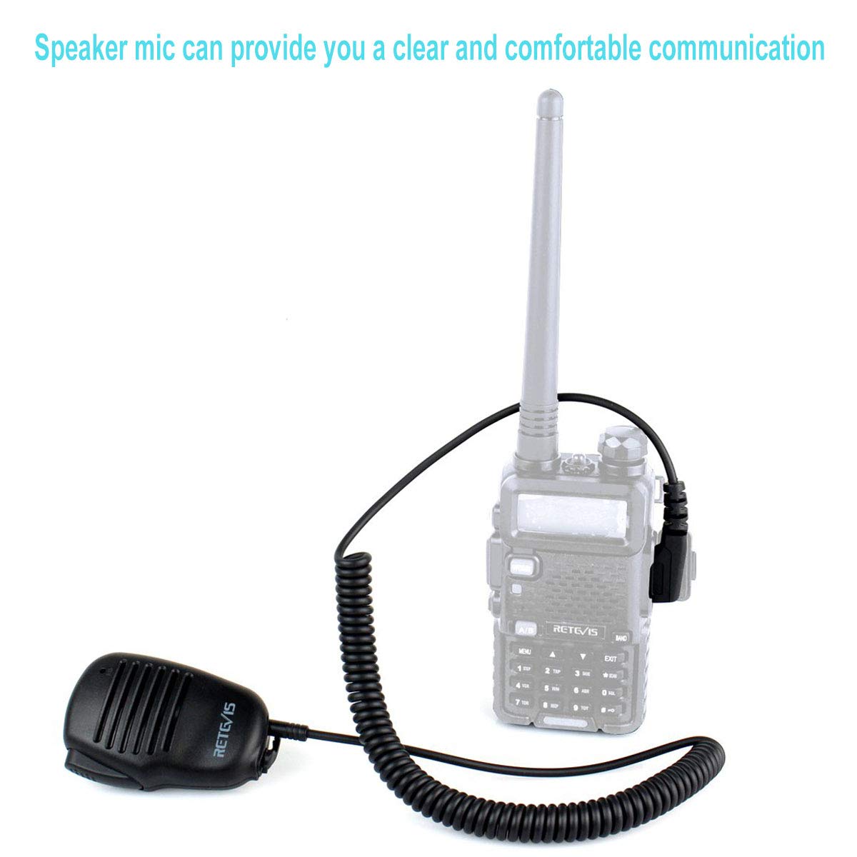 Retevis Handheld Microphone with PTT Button & Speaker - 2 Pin Walkie Talkie Accessory for RT22 RT24 RT27 RT7 RT5R RT5RV Kenwood PUXING WOUXUN TYT HYT BAOFENG POFUNG Radios (1 Pack) - Perfect for Outdoor Adventures, Security Work & Emergency Communication