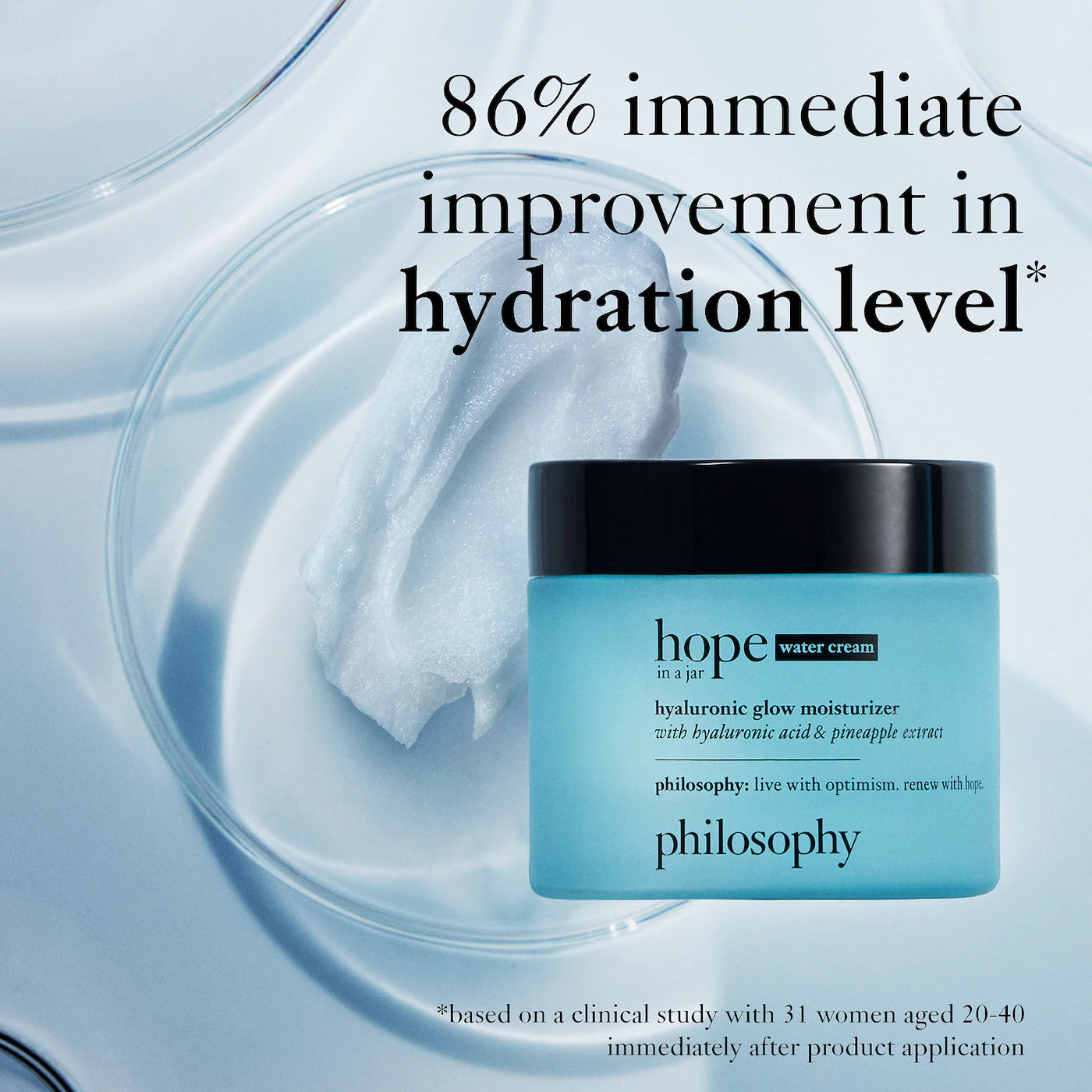 Philosophy Hope in a Jar Hyaluronic Glow Moisturizer - Hydrating Face Cream with Hyaluronic Acid for Plump, Radiant Skin - Perfect for Daily Skincare Routine & Nighttime Hydration