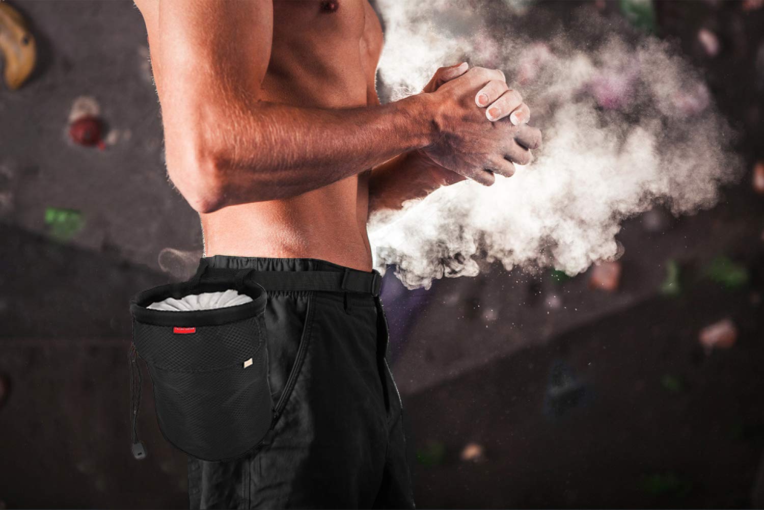 Premium No-Leak Rhino Valley Climbing Chalk Bag with Adjustable Belt, Carabiner Clip & Zippered Pockets - Ideal for Rock Climbing, Bouldering, CrossFit, Weightlifting & Gym Training