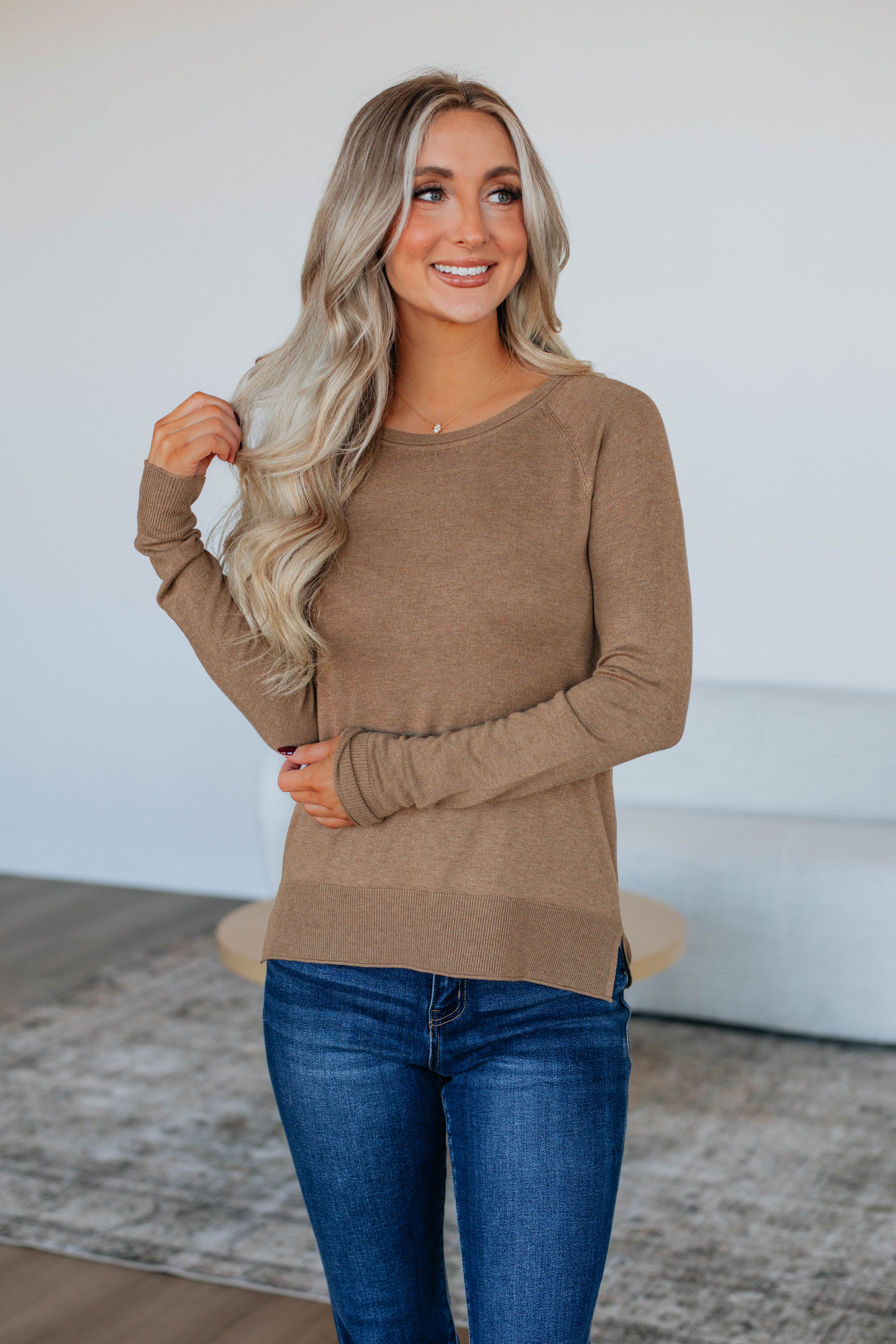 Anneke Women's Long Sleeve T-Shirt - Soft Barley Color Casual Blouse for Everyday Wear | Perfect for Work, Date Night & Fall Layering
