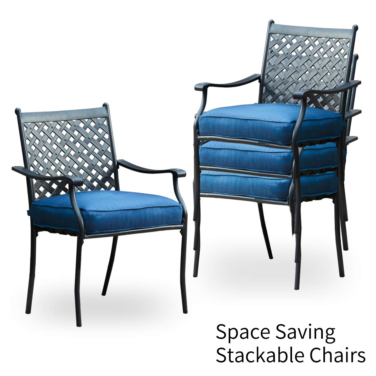 PatioFestival 5-Piece Heavy Duty Outdoor Dining Set with Round Table & 4 Stackable Chairs - Durable Indoor/Outdoor Patio Furniture for Backyard, Garden, Poolside & Restaurant Use