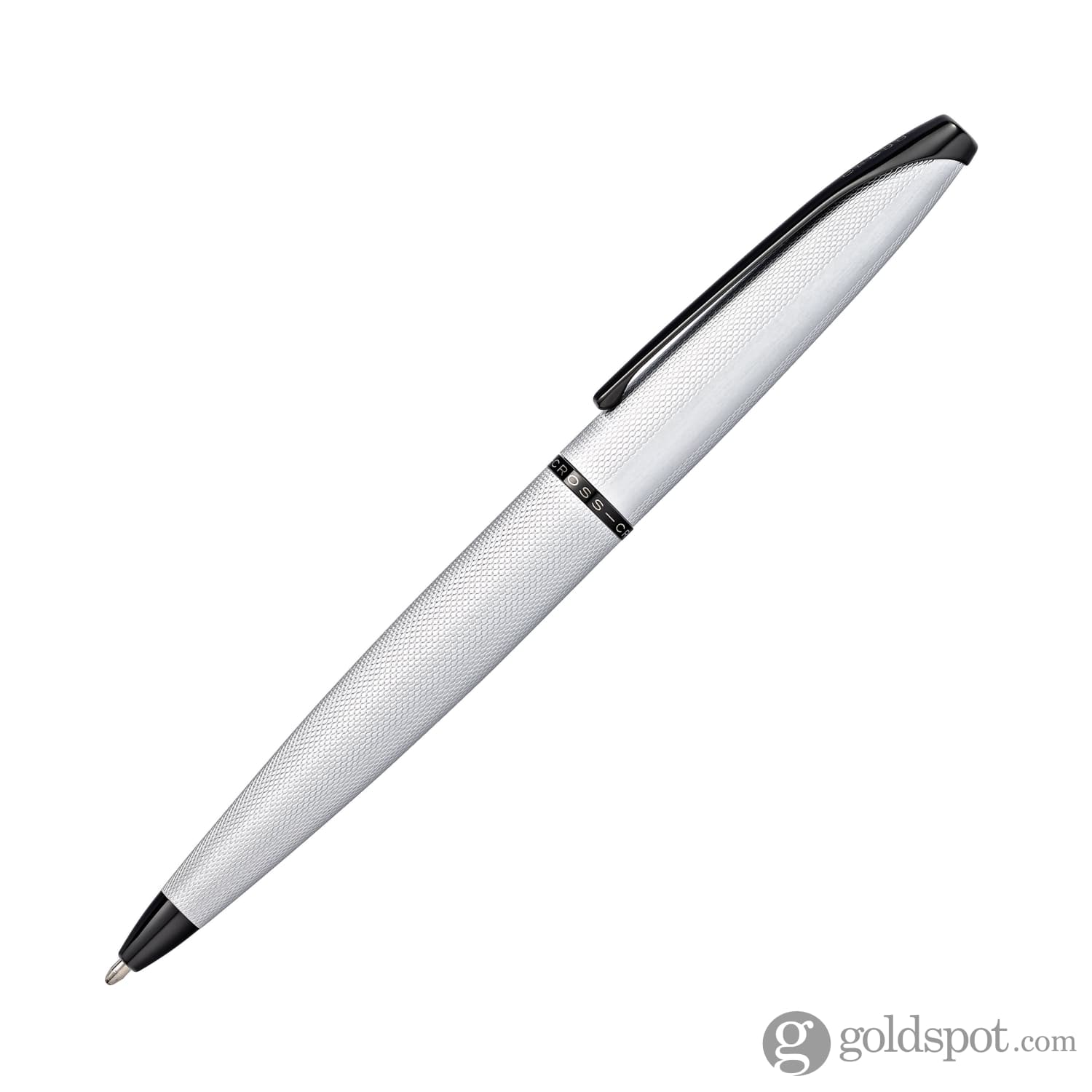 Premium Cross ATX Ballpoint Pen - Brushed Chrome Finish with Elegant Etched Diamond Pattern - Perfect for Office, Business Gifts & Everyday Writing