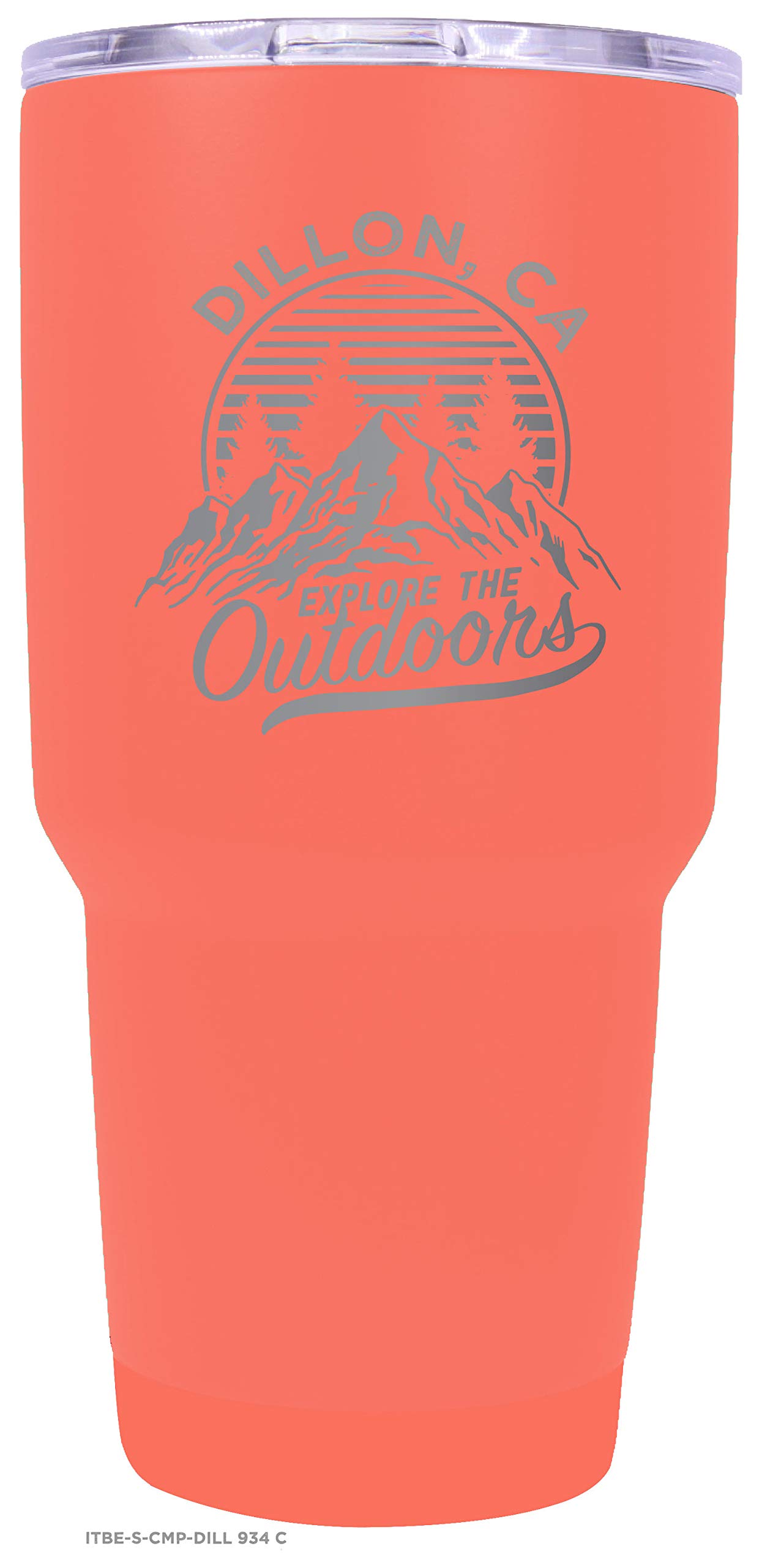 Dillon California Souvenir - 24 oz Insulated Stainless Steel Tumbler with Laser Engraved Design, Coral Color - Perfect for Travel, Office & Outdoor Activities