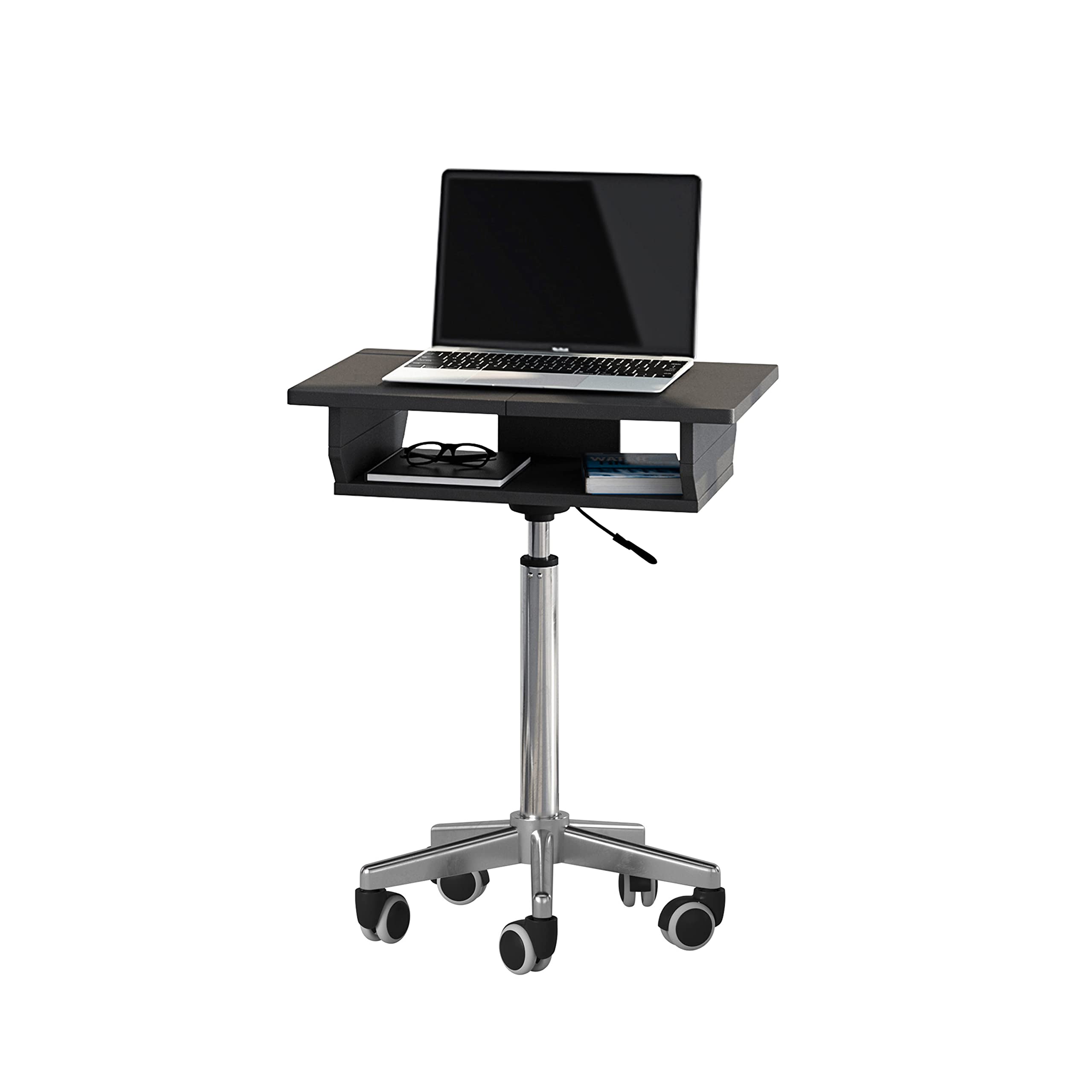 Adjustable Height Portable Standing Desk with Extendable Panels - Rolling Laptop Stand & Podium Desk in Graphite Black - Perfect for Home Office, Work from Home & Remote Work Setup
