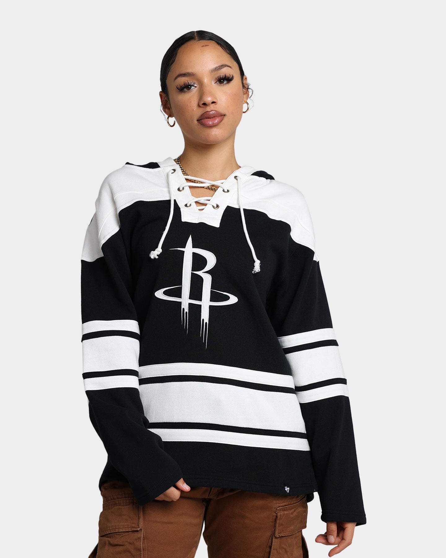 Houston Rockets Superior Lacer Hoodie - 47 Brand NBA Basketball Pullover Sweatshirt for Men | Jet Black | Game Day, Streetwear & Casual Outfit