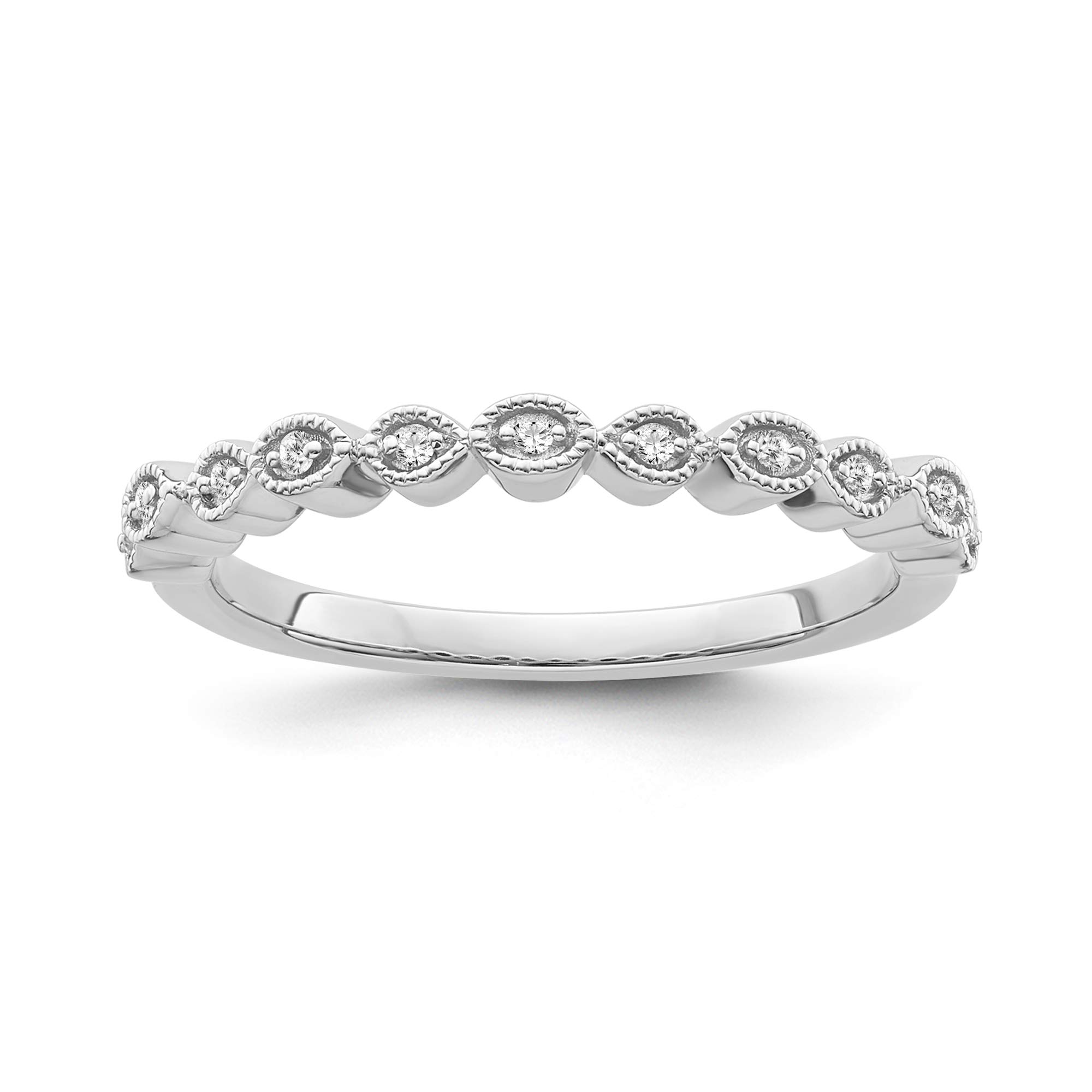 10K White Gold Diamond Band Ring for Women - 1/20 cttw, I-J Color, I2-I3 Clarity - Elegant Wedding, Anniversary & Everyday Jewelry Gift