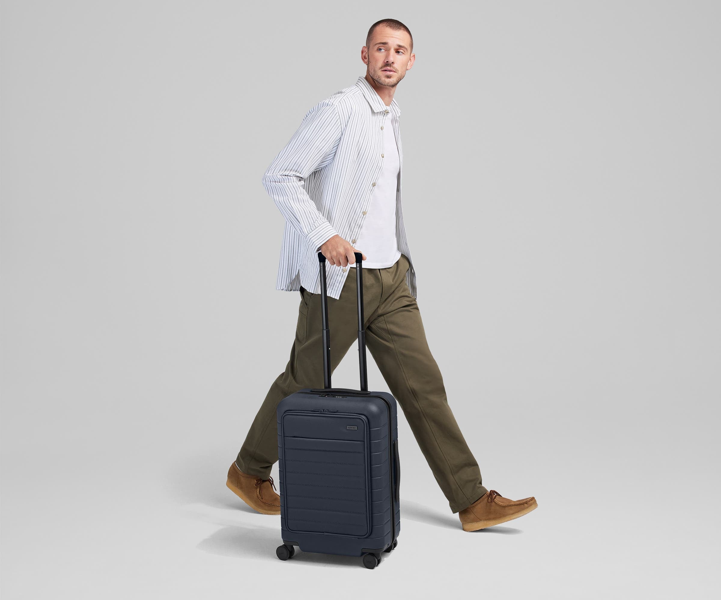 Premium Navy Blue Executive Bigger Carry On Luggage - Spacious & Durable Business Travel Suitcase for Airplane, Business Trips & Weekend Getaways