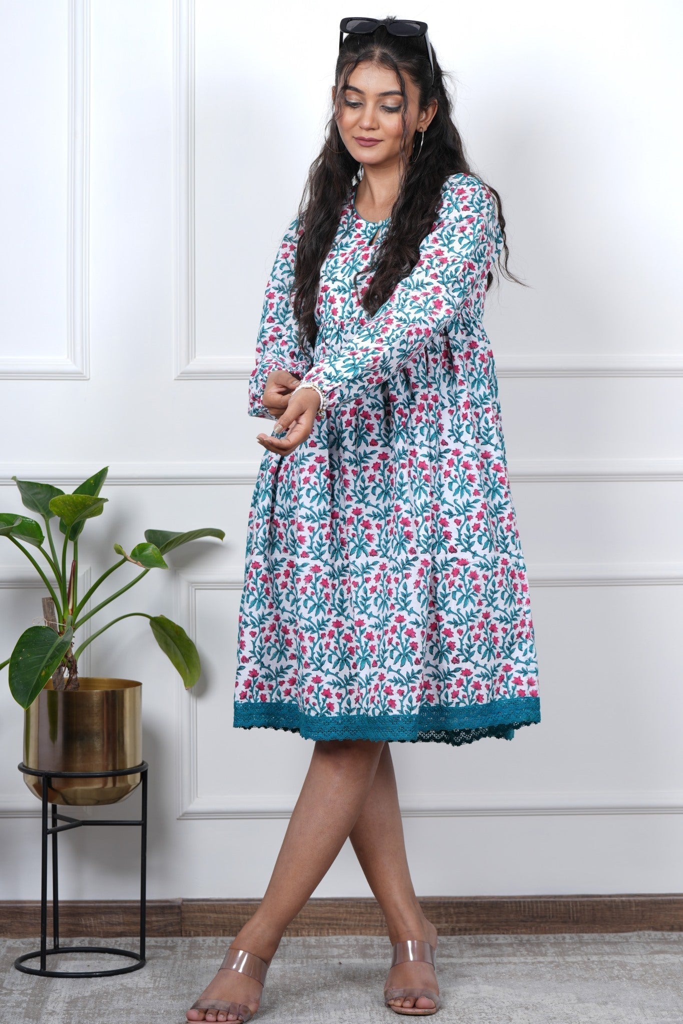 Jasmine Joy Hand Block Printed Cotton Dress - Boho Floral Maxi Dress for Women | Perfect for Summer, Beach, and Casual Outings