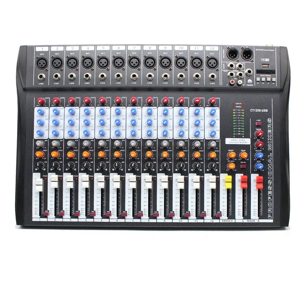 Professional Audio Mixer Amplifier - 8-Channel DJ Sound Mixing Board for Live Streaming, Studio Recording & Podcasting | Perfect for Home Studios, Church Events & Live Performances