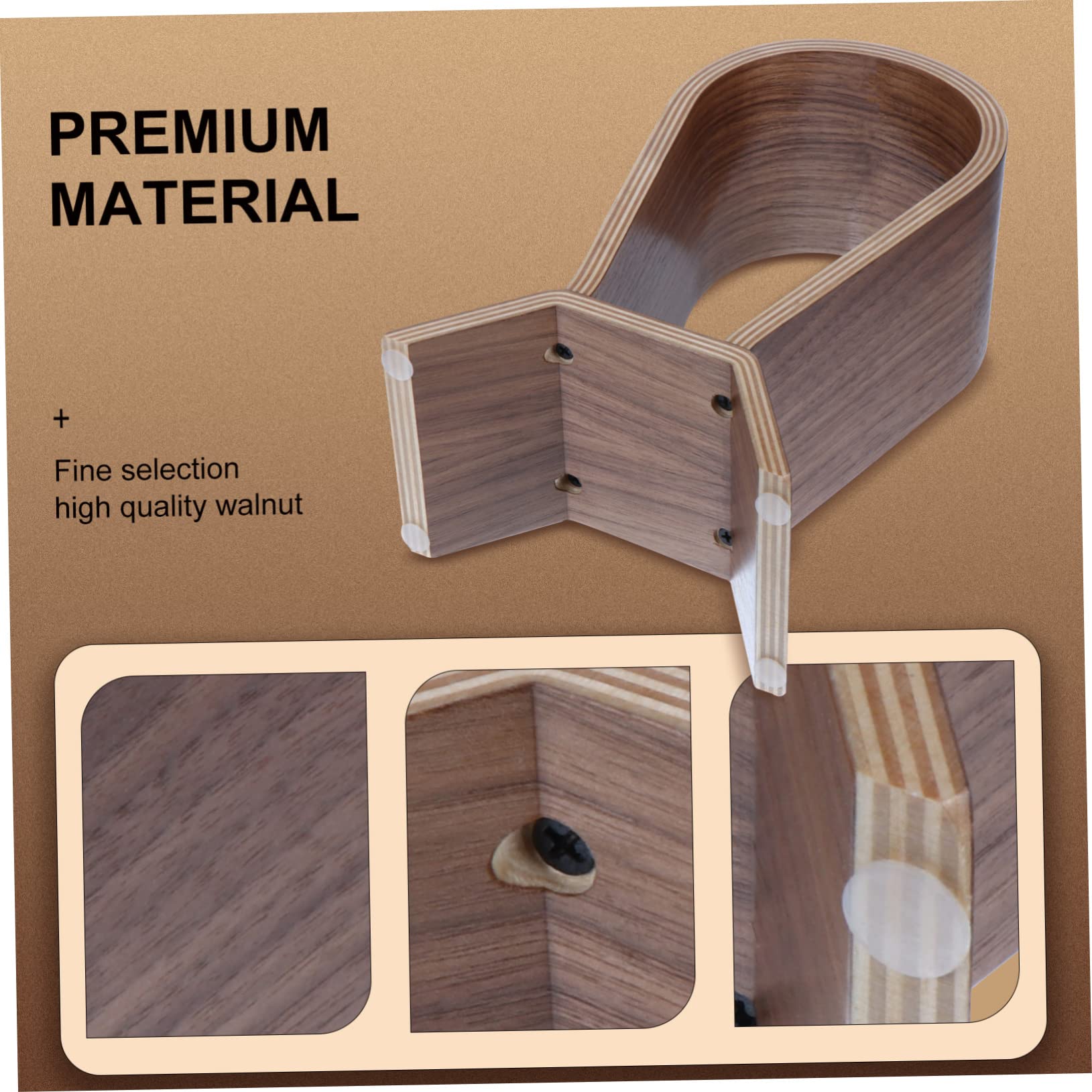 Veemoon Premium Walnut Wood Headphone Stand - Multi-Functional Headset Holder for Home & Office Use, Perfect for Gaming Setup and Audio Equipment Organization