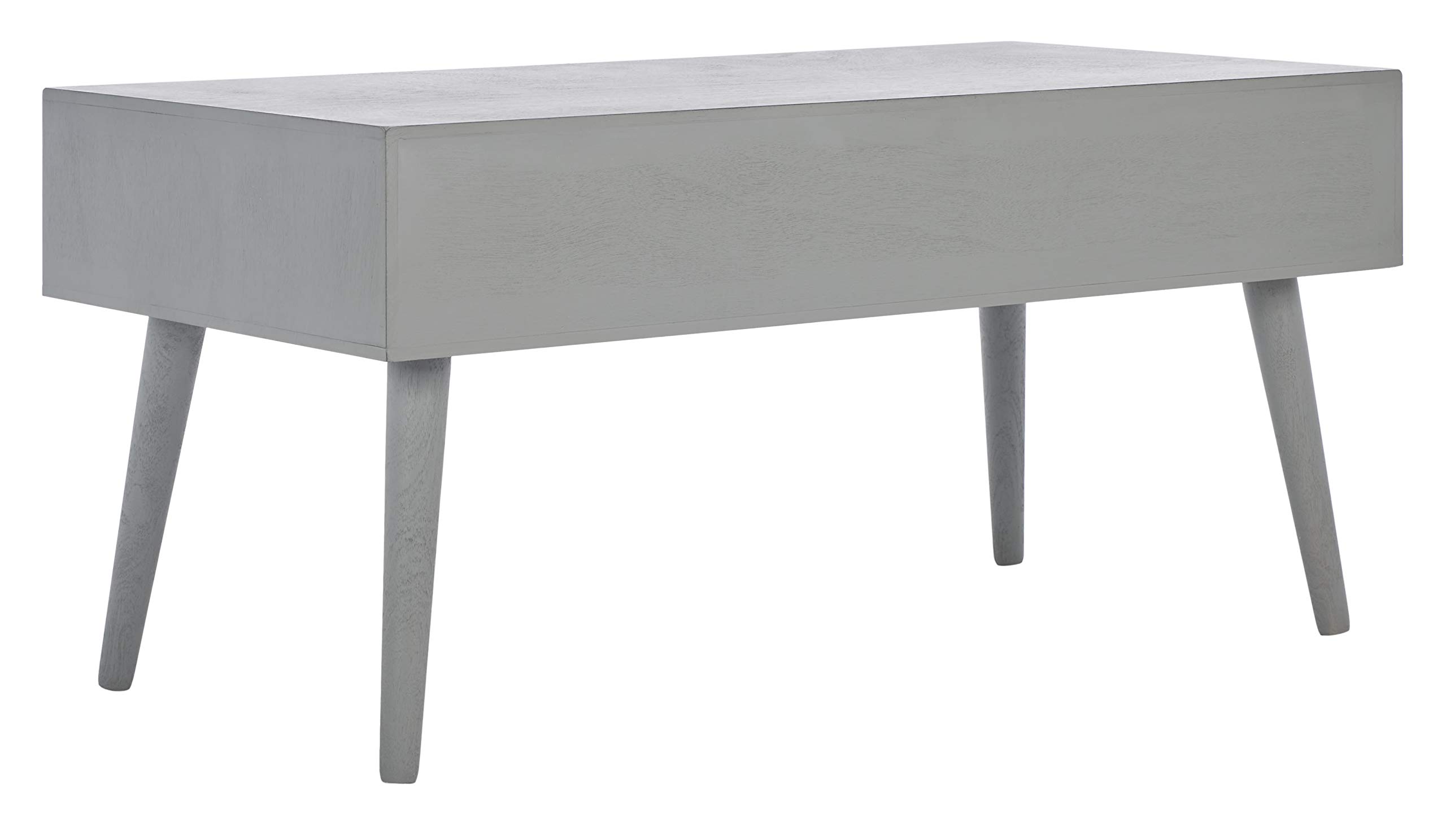 SAFAVIEH Home Collection Mozart Mid-Century Distressed Grey 2-Drawer Rectangle Coffee Table - Vintage Style Living Room Furniture for Small Spaces & Modern Apartments