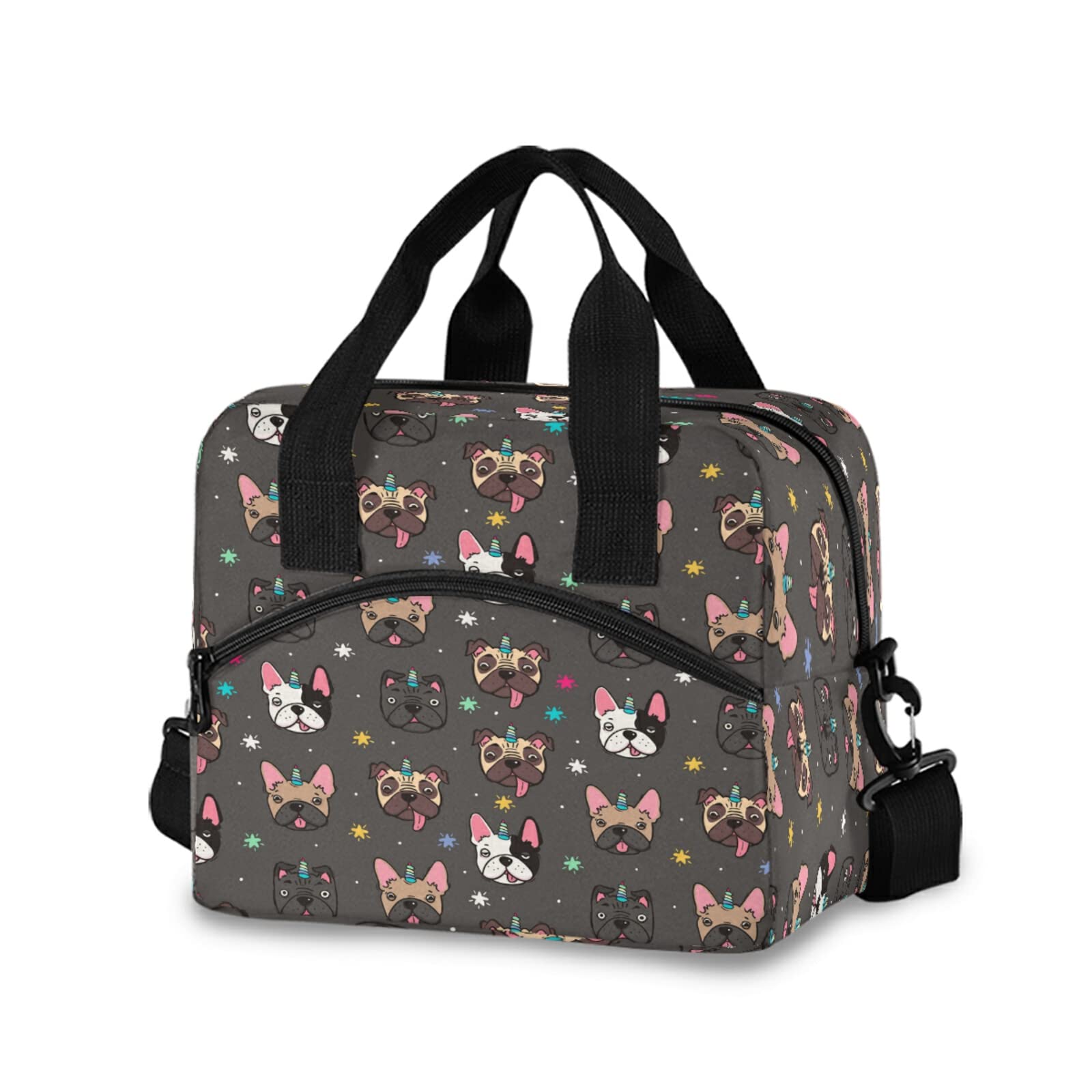 SUABO Insulated Lunch Bag Tote for Men & Women - Cute French Bulldog Design, Leak-Proof Lunch Box Container for Work, School & Picnics - Perfect for Office, Travel & Outdoor Activities