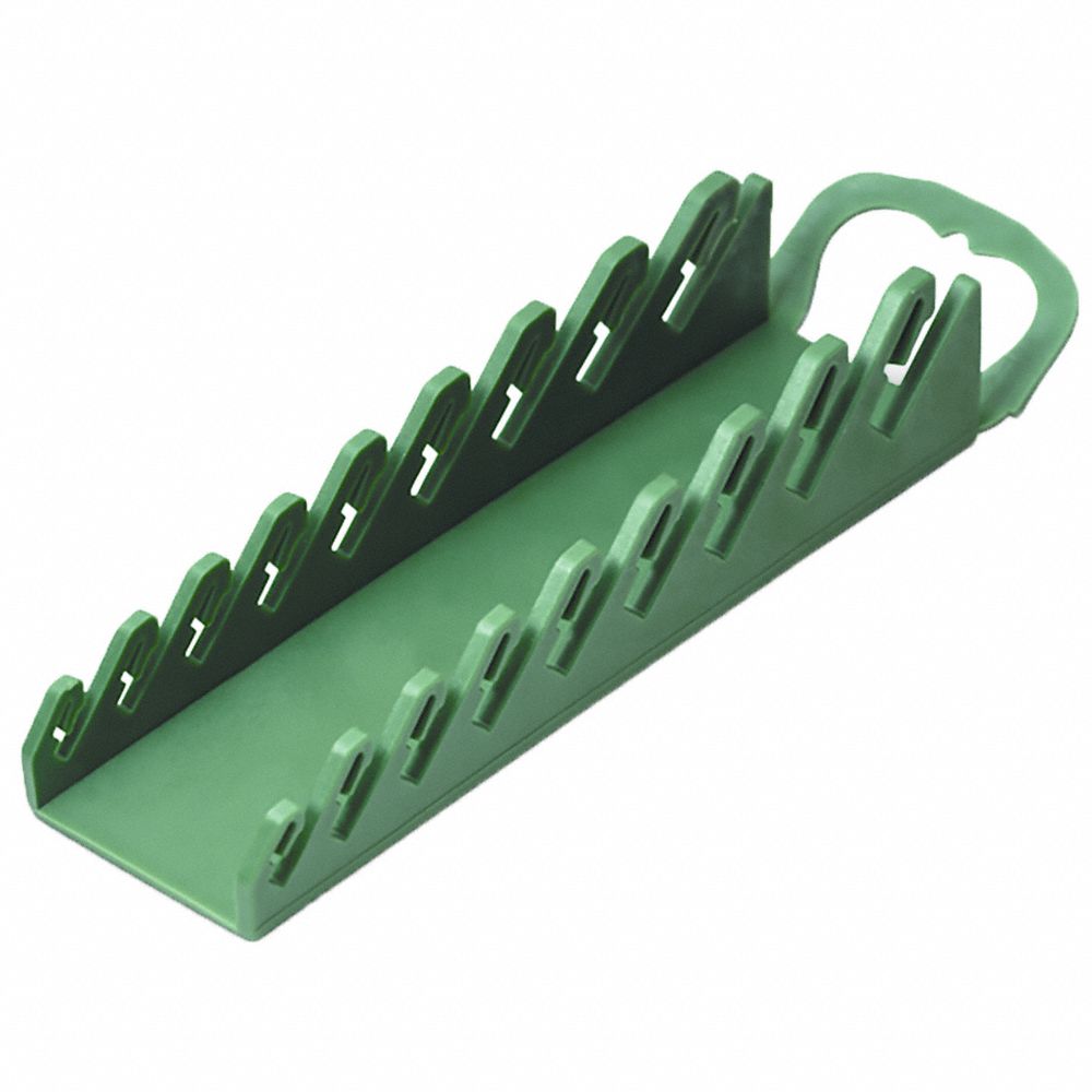 1071 SK Tools Green Plastic Wrench Rack - Organizer for 9 Tools | Durable Tool Storage Solution for Garage, Workshop & Mechanic Toolbox Organization