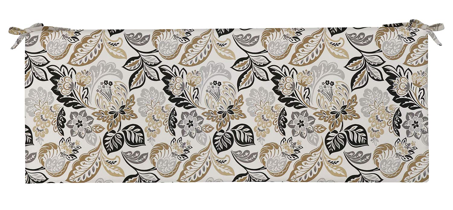 RSH DECOR Indoor/Outdoor Grey Brown Tan Printed Foam Cushion with Ties - 3