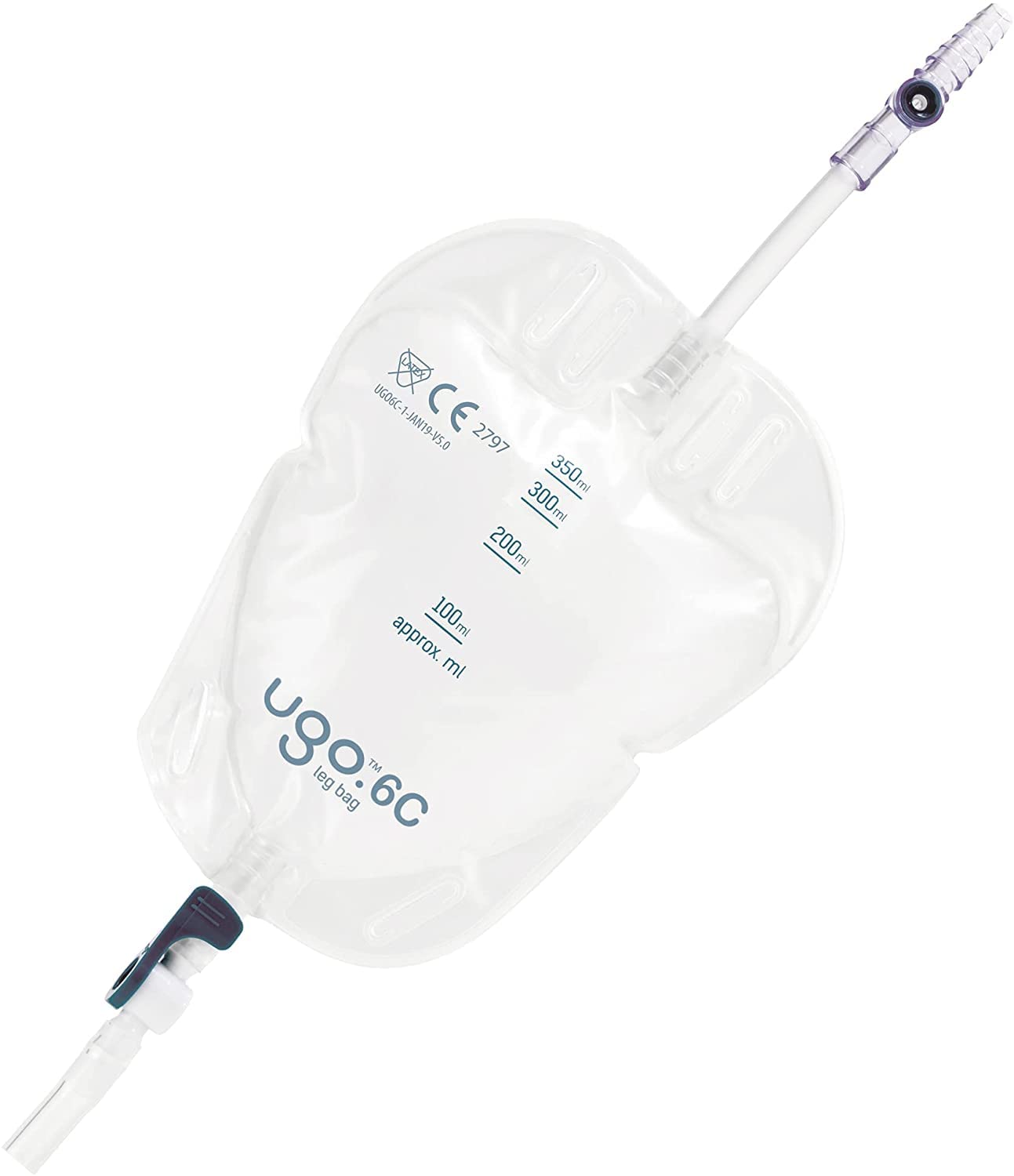 Ugo Leg Bags (10 Pack) - 350ml Urine Drainage Bags for Catheter with Soft Fabric Backing, Natural Leg-Shape Design, Short Tube & Lever Tap - Ideal for Daily Use, Travel, and Post-Surgery Care (Ugo 6C)