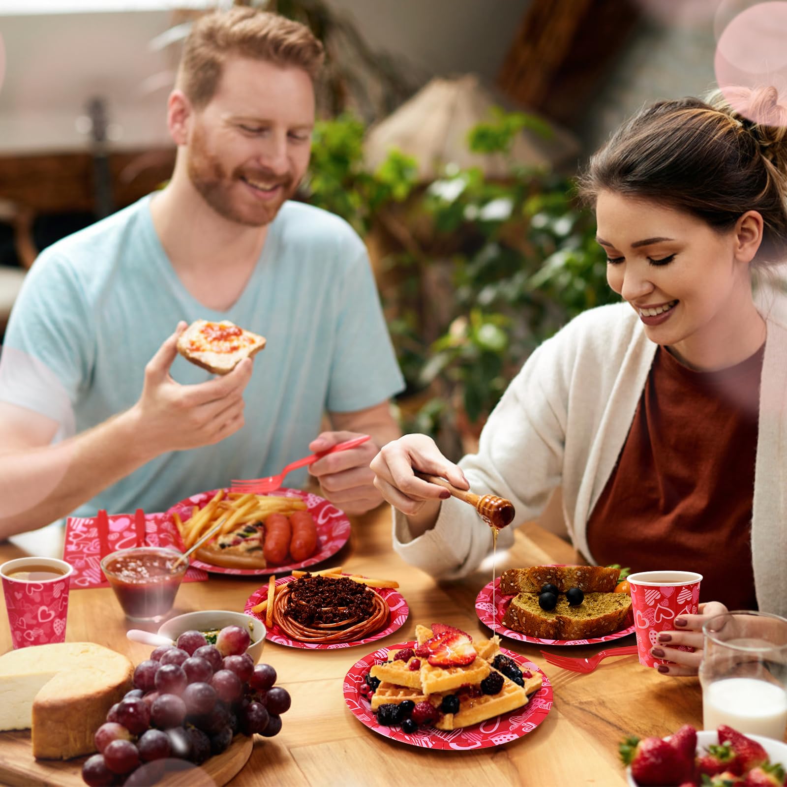 120-Piece Valentine's Day Party Set - Heart-Themed Paper Plates, Napkins & Cutlery for Birthday, Anniversary, Wedding, Engagement Celebrations | Perfect for Romantic Dinners, Holiday Gatherings & Special Occasions