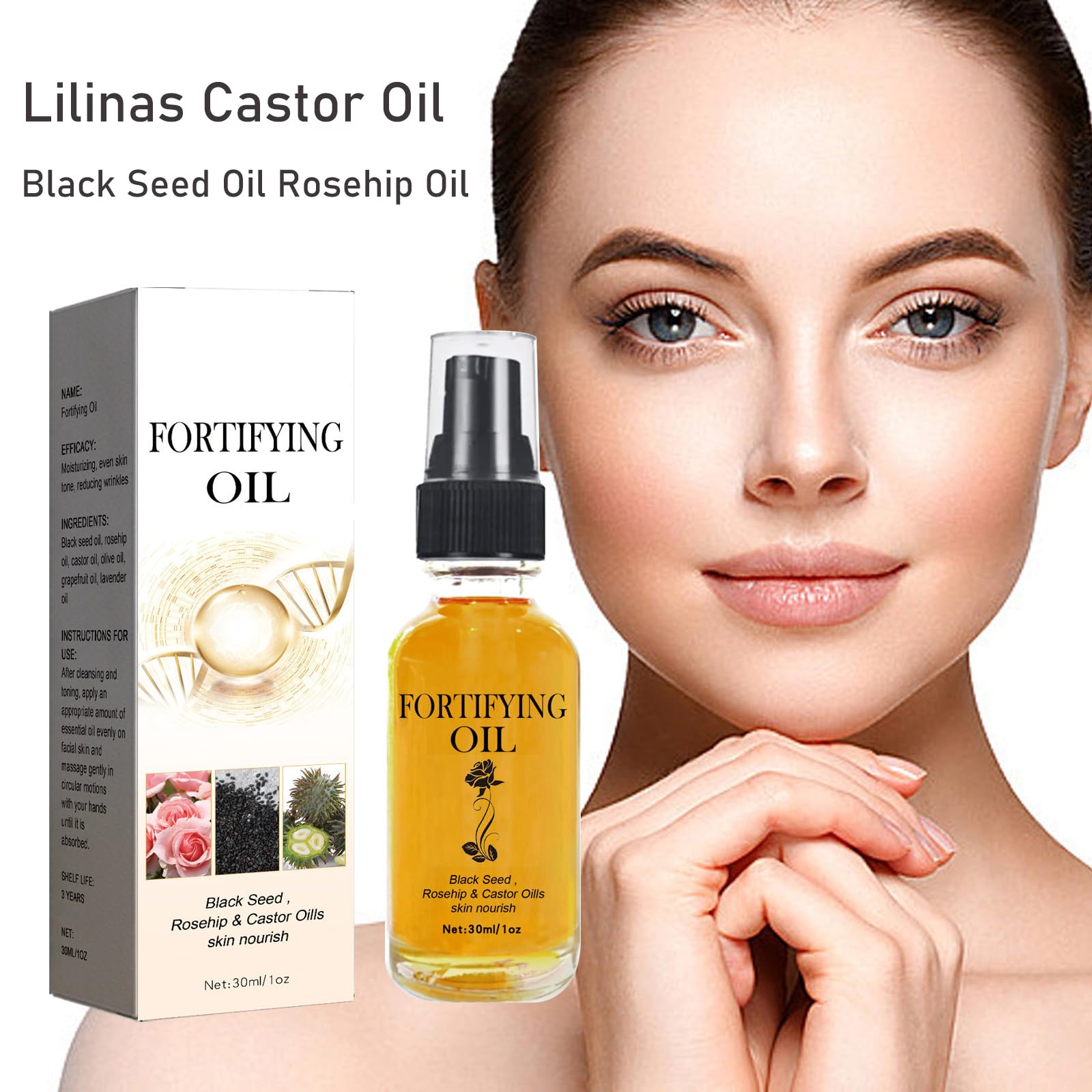**Lilinas Organic Golden Castor Oil & Black Seed Oil & Rosehip Oil Face Serum – 2 Pack – Hydrating & Anti-Aging Facial Treatment for Glowing Skin – Perfect for Night Routine, Dry Skin Care & Natural Beauty Regimen**