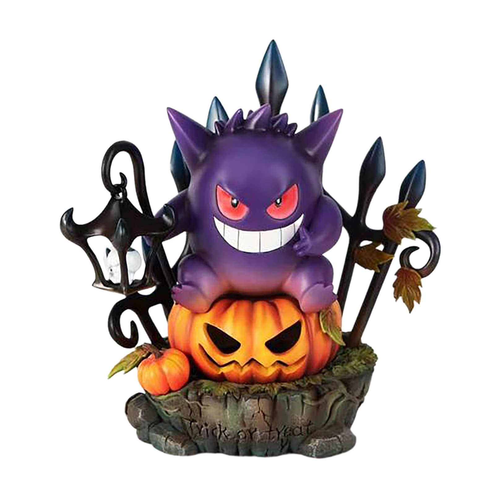 Gengar Halloween LED Pumpkin Light - Purple Resin Artwork for Home Decor, Spooky Party & Outdoor Halloween Decoration