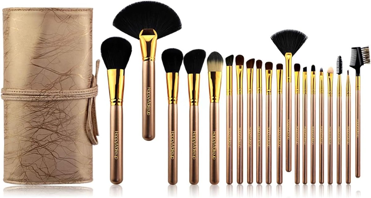 20-Piece Professional Makeup Brush Set - Salon Quality Champagne Gold Brushes for Foundation, Blending, Contouring & Eyeshadow - Perfect for Makeup Artists & Beginners (Home & Travel Use)