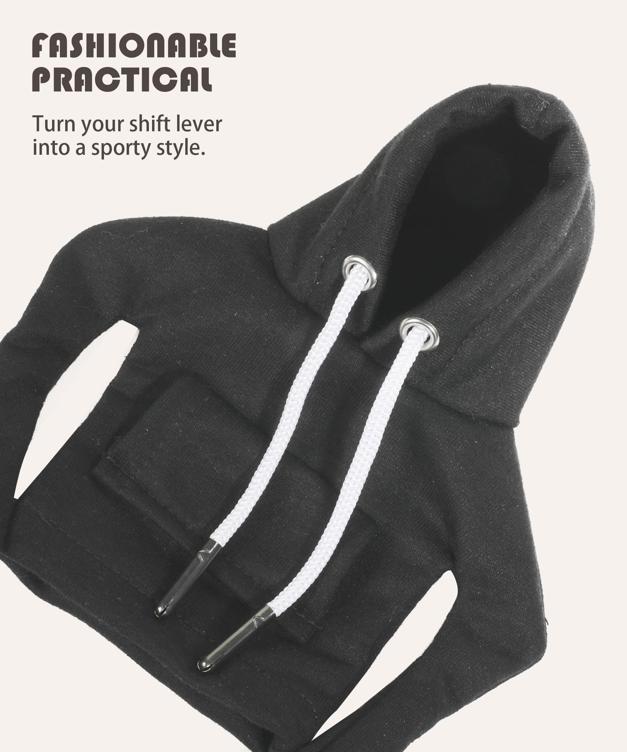 RACOONA Gear Shift Hoodie Cover - Fashionable Car Knob Protector for Women (Black) - Perfect for Daily Driving & Style