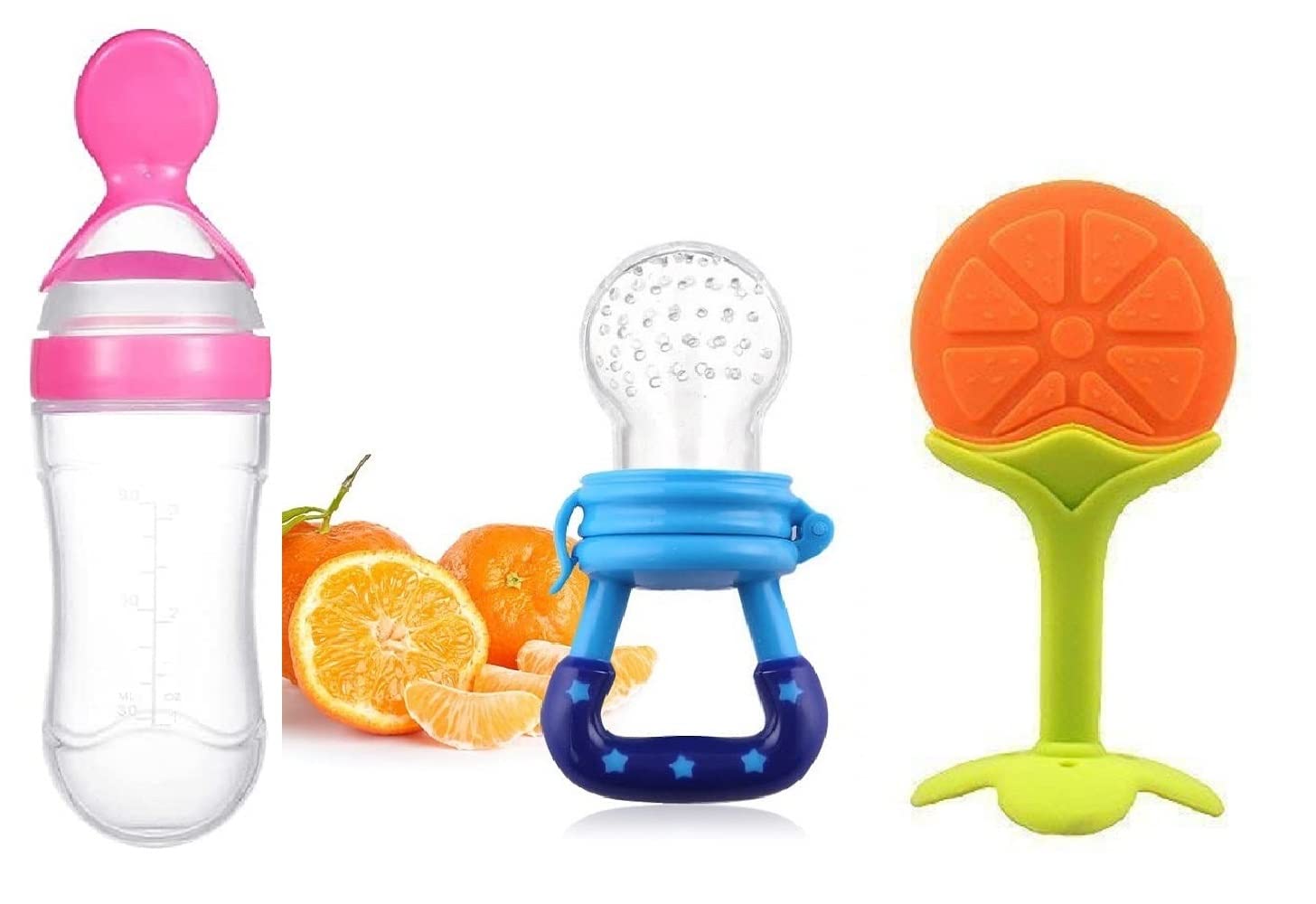 WATERFOWL Baby Fruit Nibbler and Feeder | BPA-Free Teether for 6-12 Month Old Babies | Safe Silicone Teething Toy & Food Feeder Combo Pack of 3 | Perfect for Soothing Sore Gums & Introducing Solid Foods