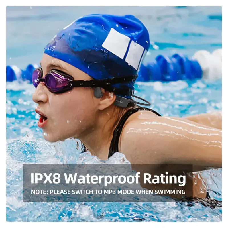 Waterproof Bone Conduction Headphones W26 - Wireless Bluetooth Swimming Headset for Pool, Beach & Workout | Sweatproof Music Earbuds for Running, Cycling & Water Sports