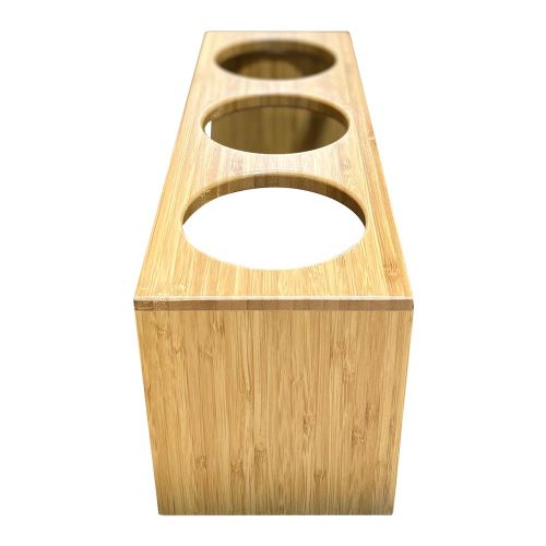 Cal Mil 1425 3-Tier Bamboo Cylinder Display Stand - Holds 3 Glass Cylinders for Kitchen, Bathroom or Office Organization - Perfect for Spice Jars, Bath Salts or Desk Supplies