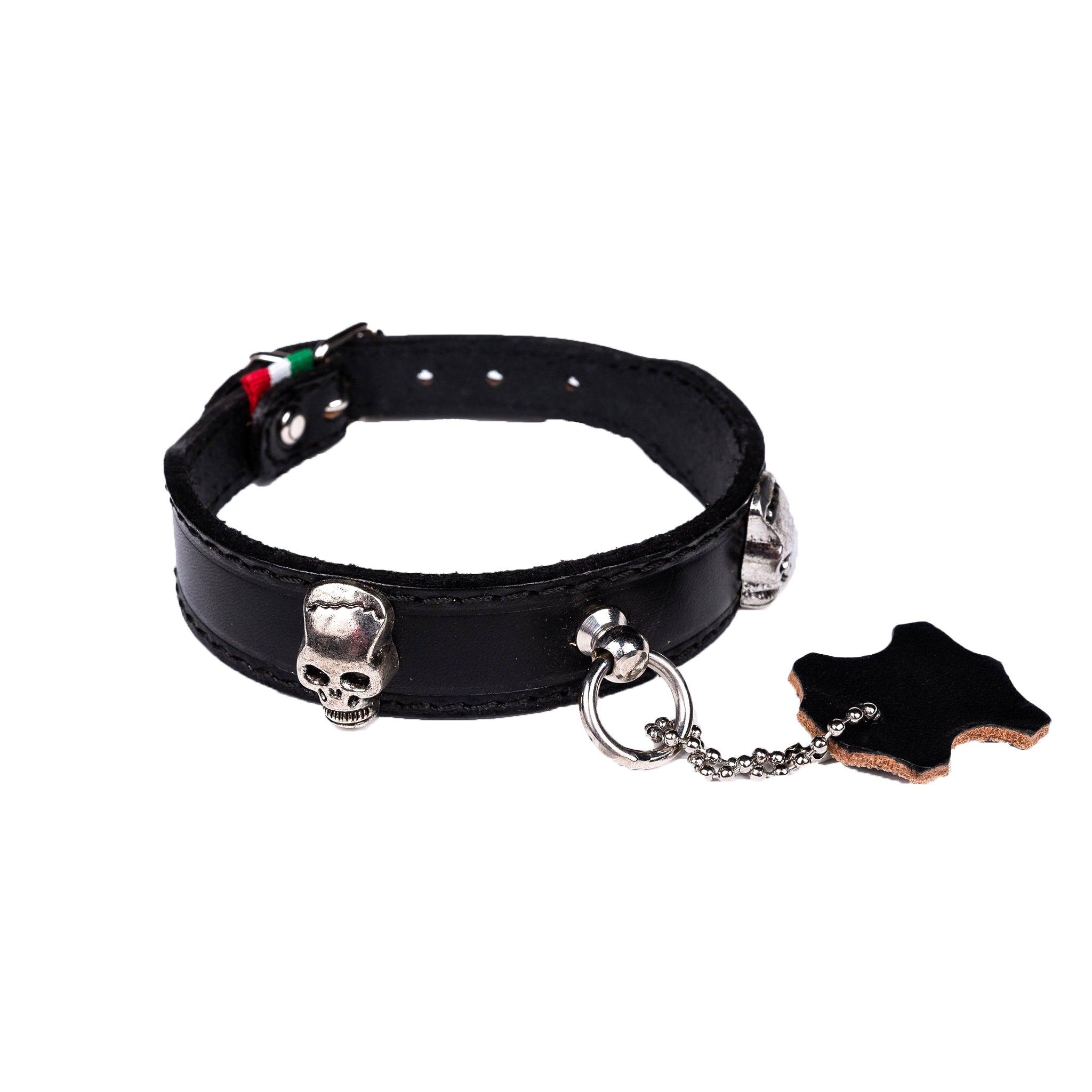 Premium European Leather Skull Dog Collar - Small Size for Small Dogs - Stylish & Durable Pet Accessory for Walking, Training & Fashion