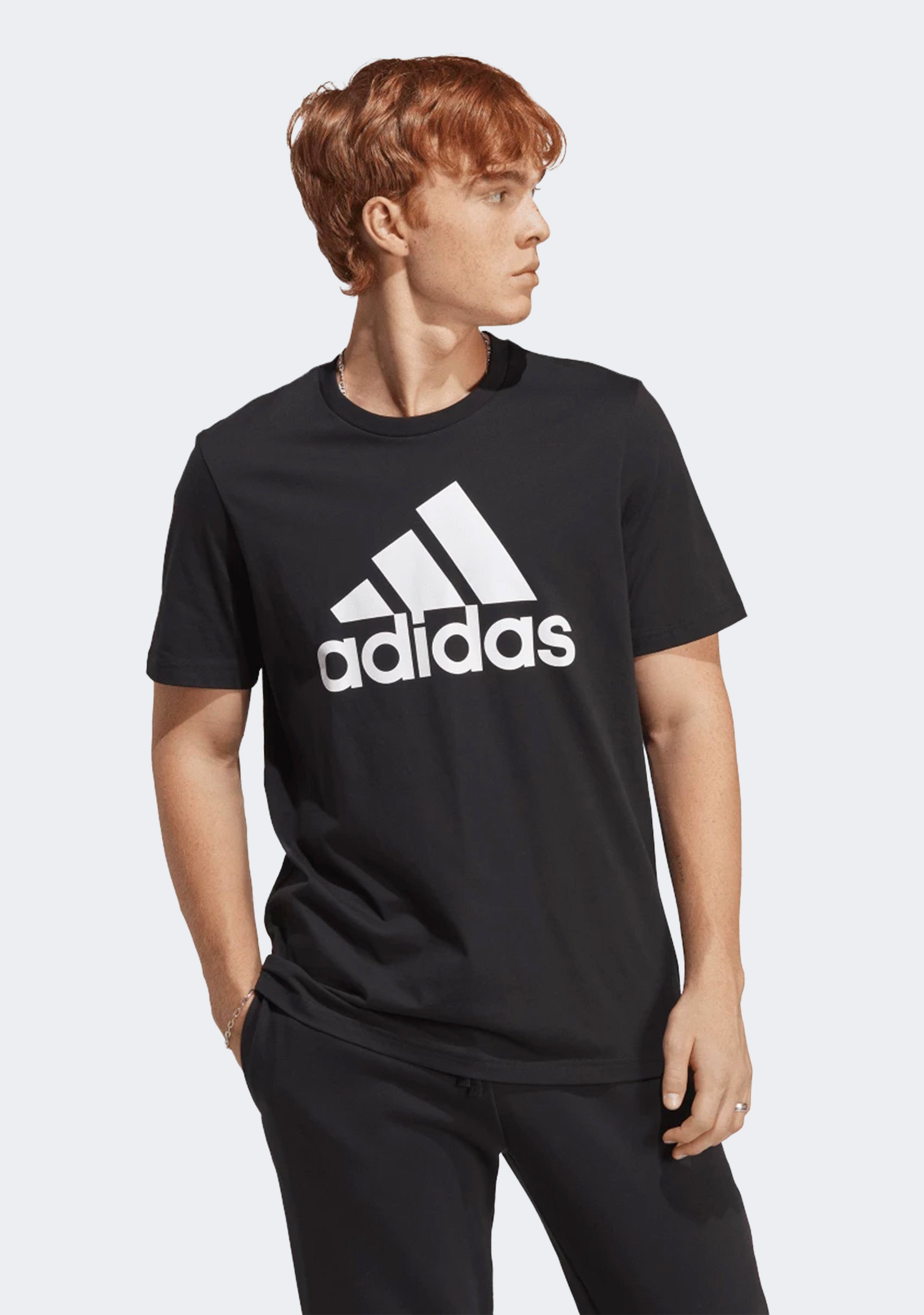 Adidas Men's Essentials Big Logo T-Shirt - Comfortable Cotton Jersey Tee for Casual Wear, Gym & Everyday Outfits