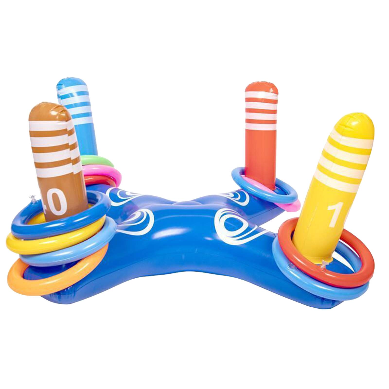**Inflatable Pool Ring Toss Game Set - 4 Floating Rings for Swimming Fun, Water Toys & Pool Accessories | Perfect for Backyard Parties, Beach Trips & Kids' Summer Activities**
