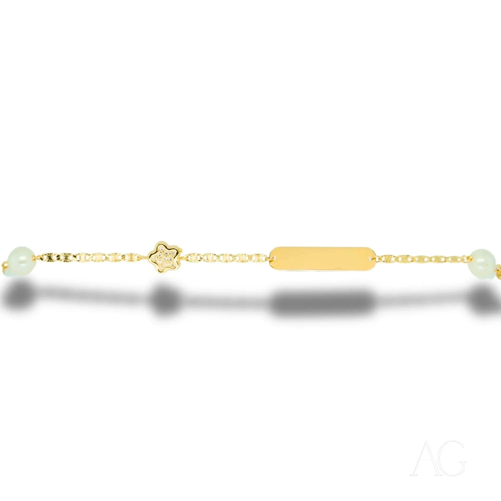 18K Gold ID Bracelet with Cubic Zirconia - Personalized Name Jewelry for Kids | Perfect Birthday Gift & Christening Present for Babies & Toddlers