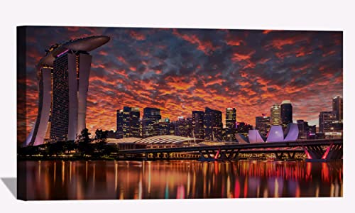 Skyscrapers Marina Bay Evening