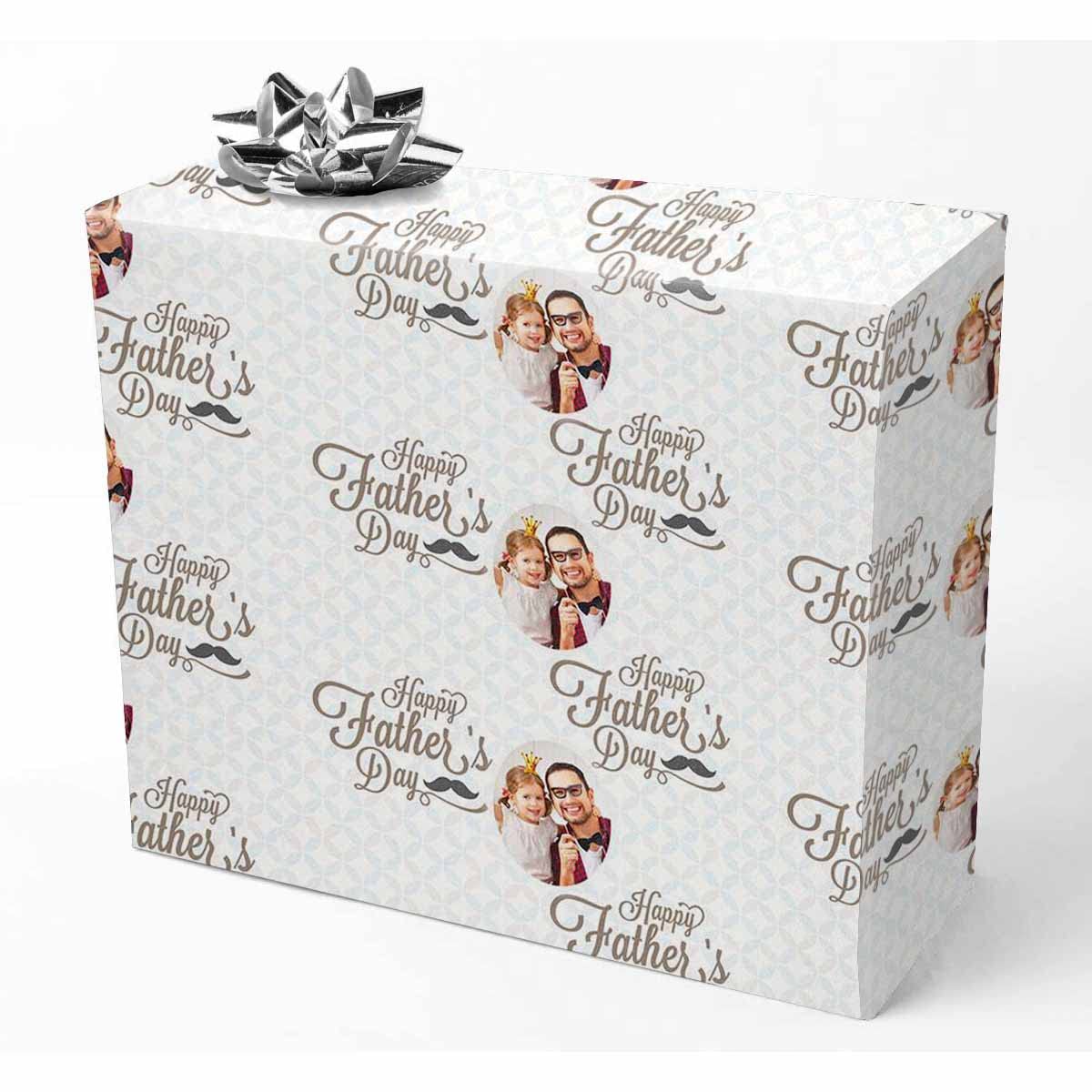 Personalized Father's Day Wrapping Paper with Photo - Custom Dad Gift Wrap 3 Rolls - Perfect for Birthday, Anniversary & Holiday Presents