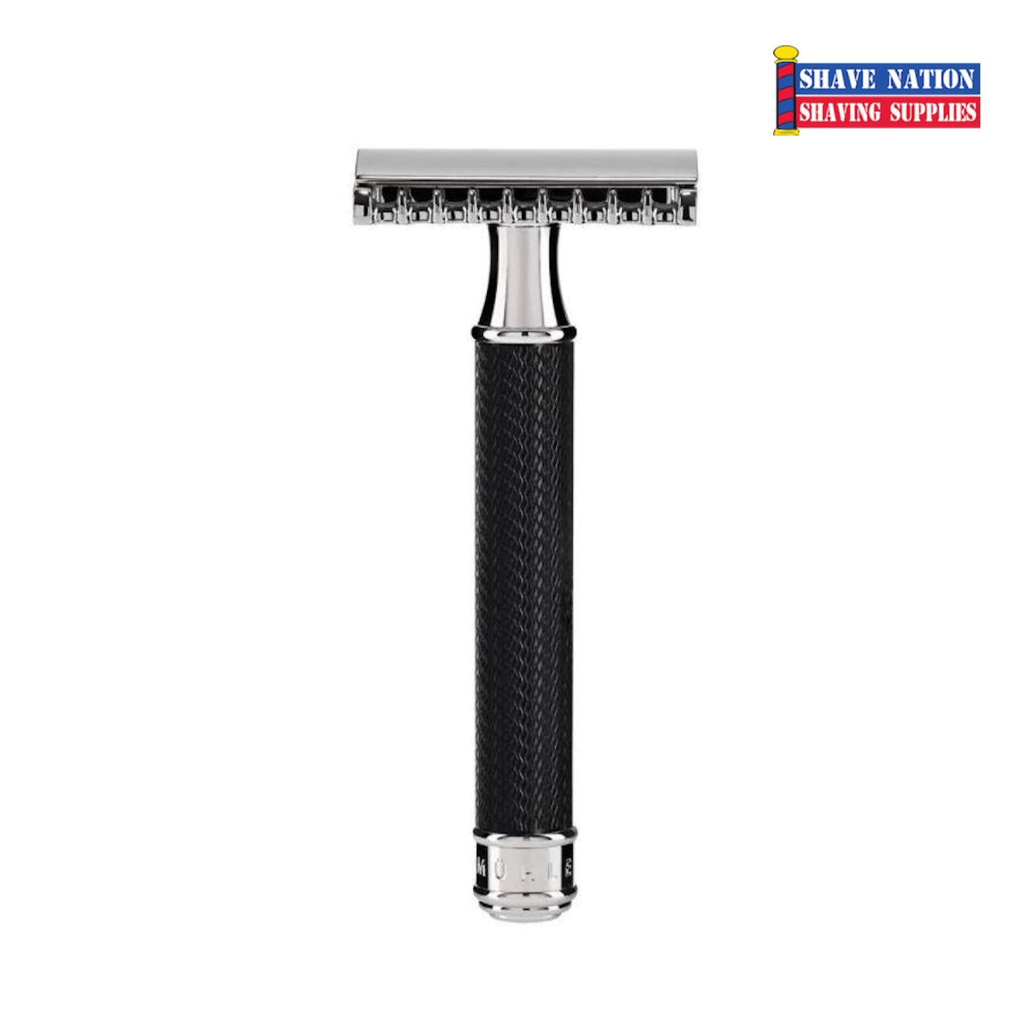 MUHLE R41 Black Open Comb Safety Razor for Men - Premium Stainless Steel Shaving Razor with Classic Handle - Perfect for Wet Shaving & Beard Grooming at Home or Travel